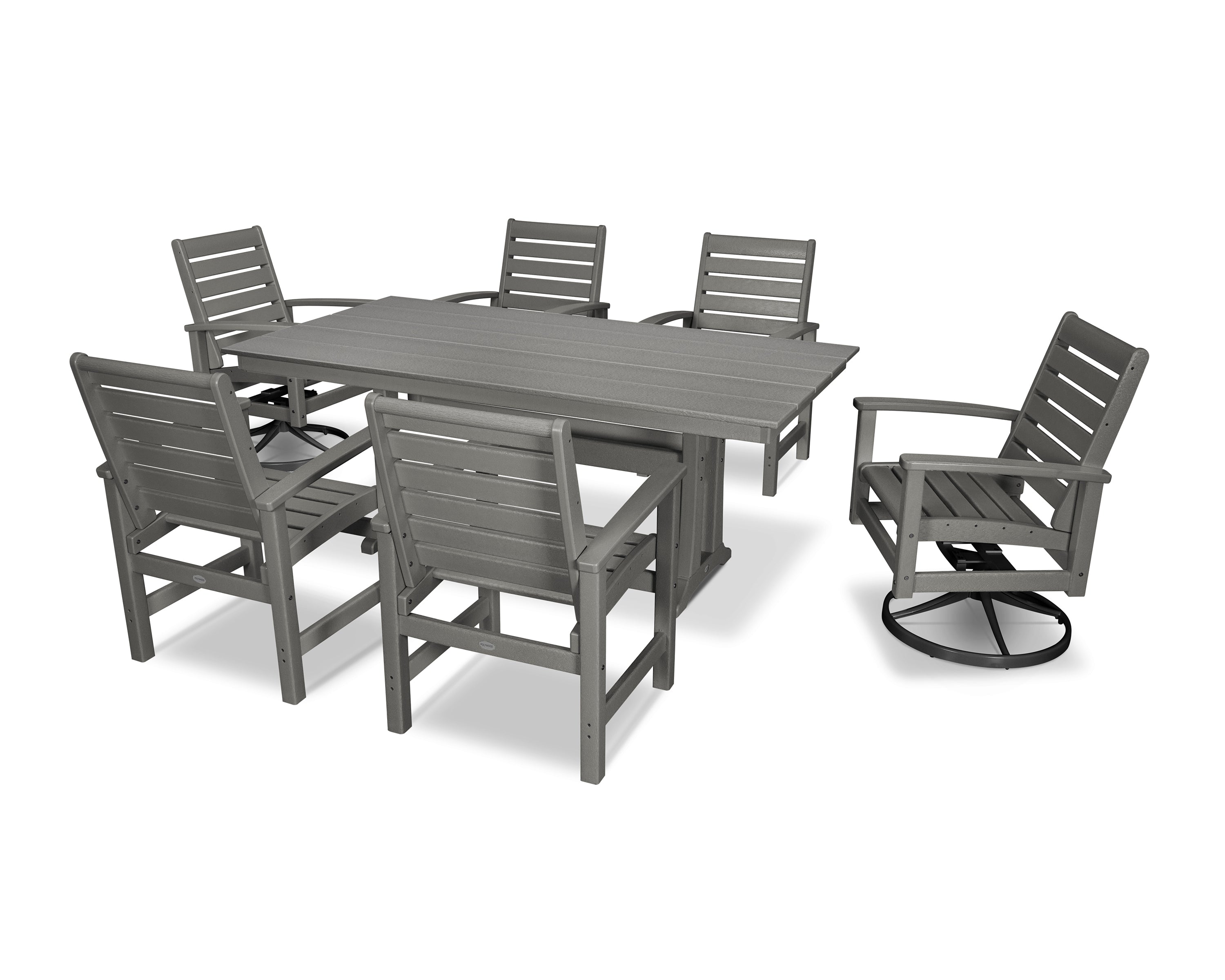 POLYWOOD® 7 Piece Signature Dining Set in Textured Black / Slate Grey