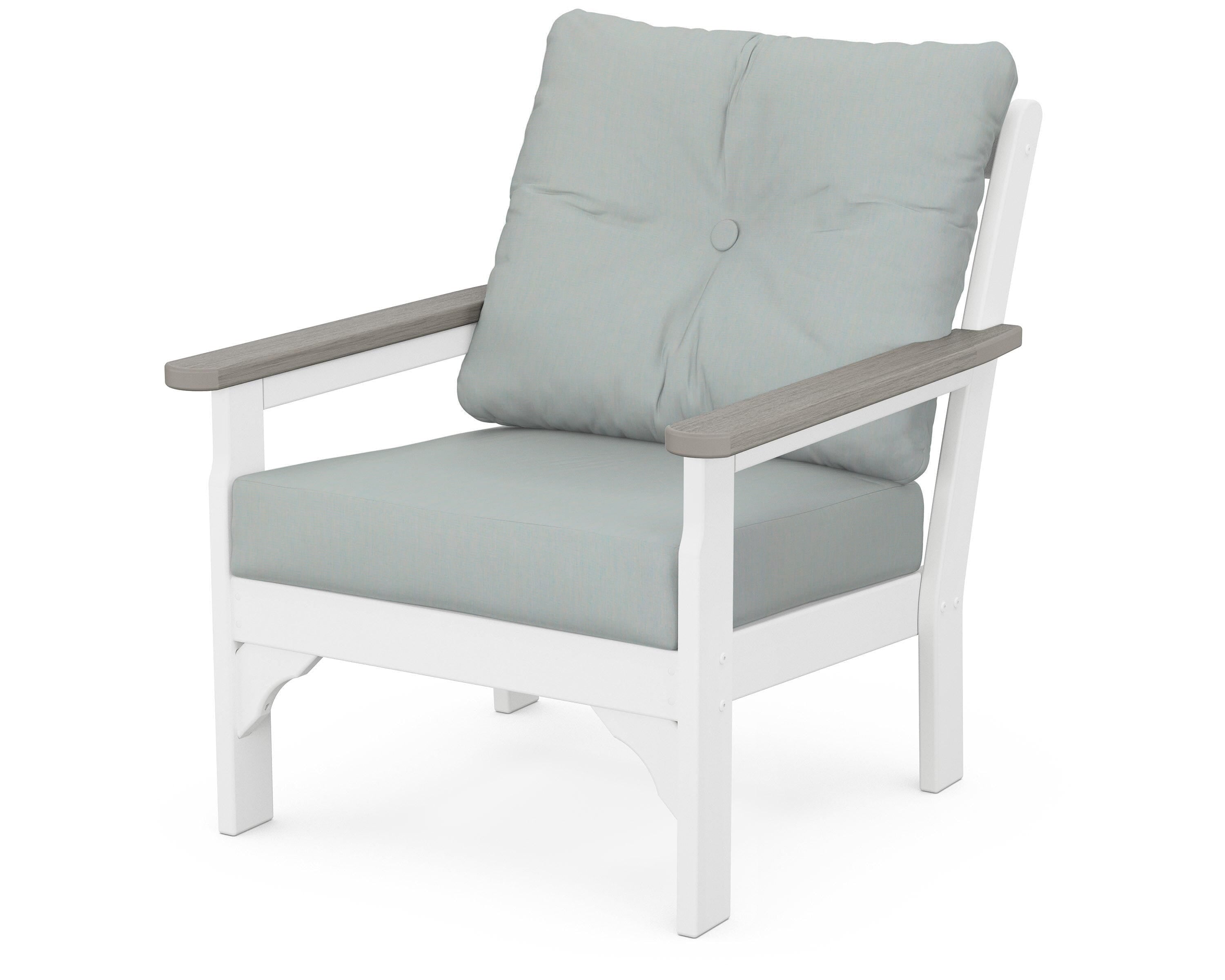 POLYWOOD® Vineyard Deep Seating Chair in White / Driftwood / Spa