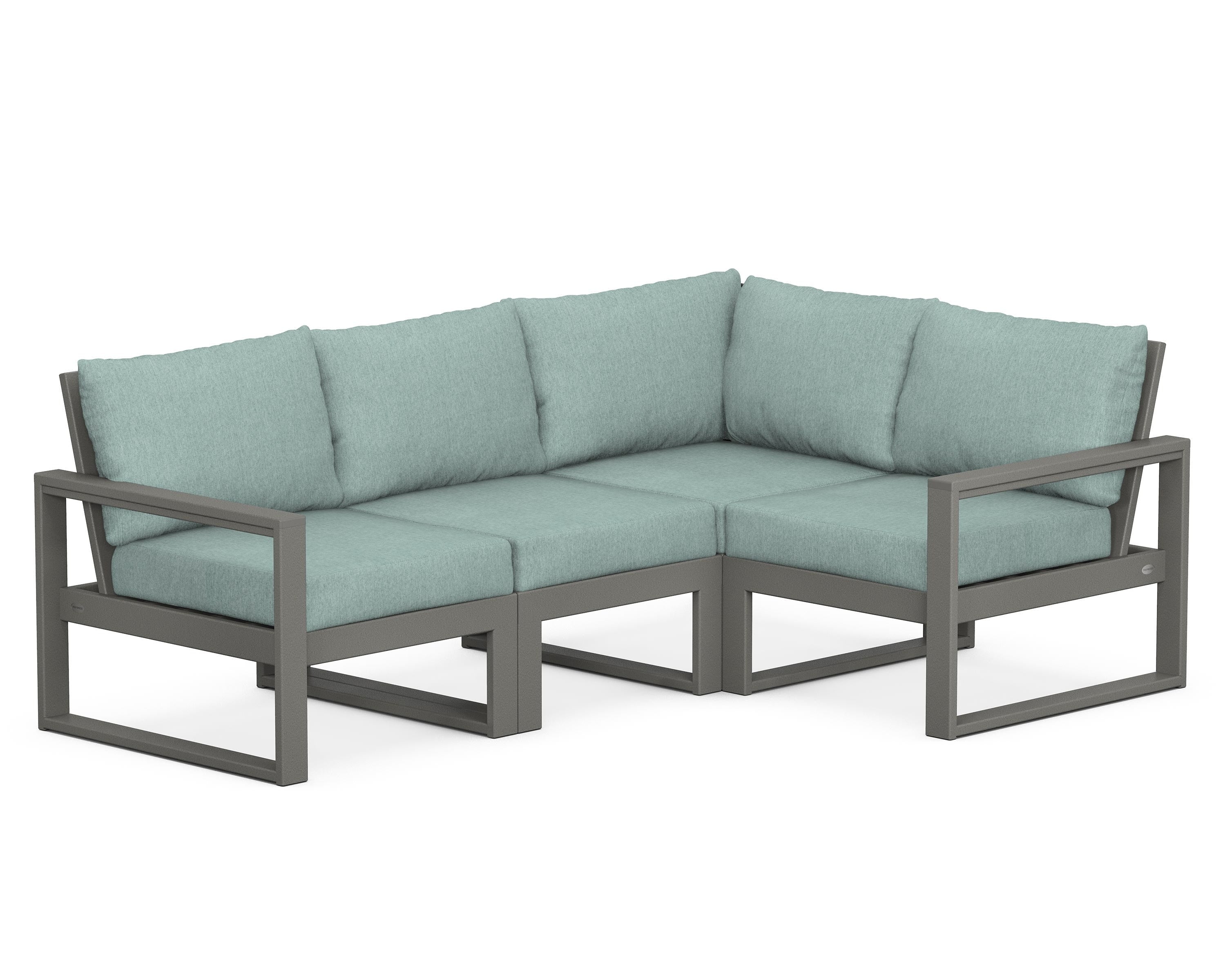 POLYWOOD® EDGE 4-Piece Modular Deep Seating Set in Slate Grey / Glacier Spa