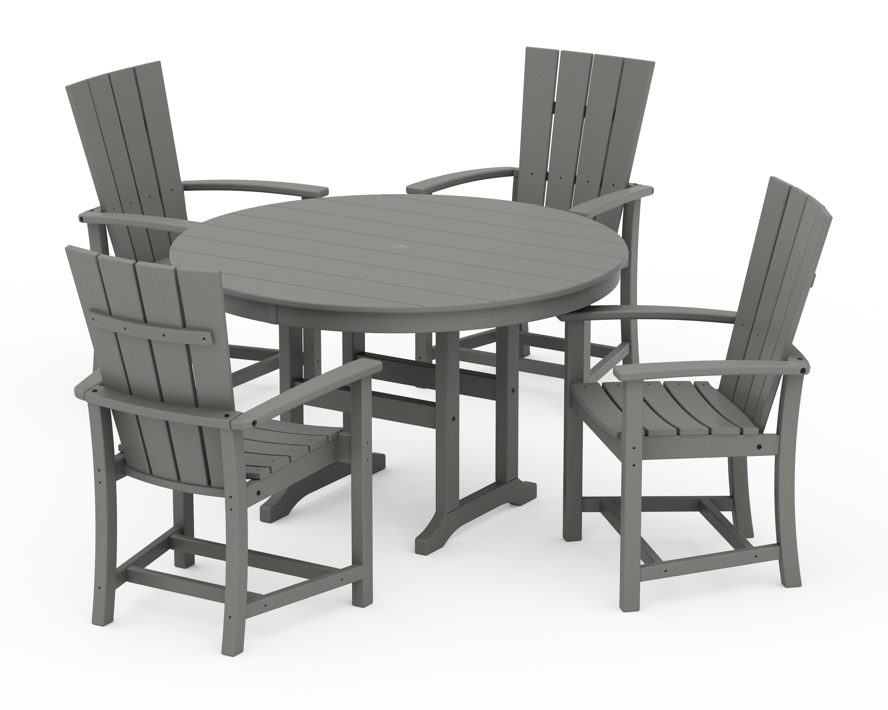 POLYWOOD® Quattro 5-Piece Round Farmhouse Dining Set in Slate Grey