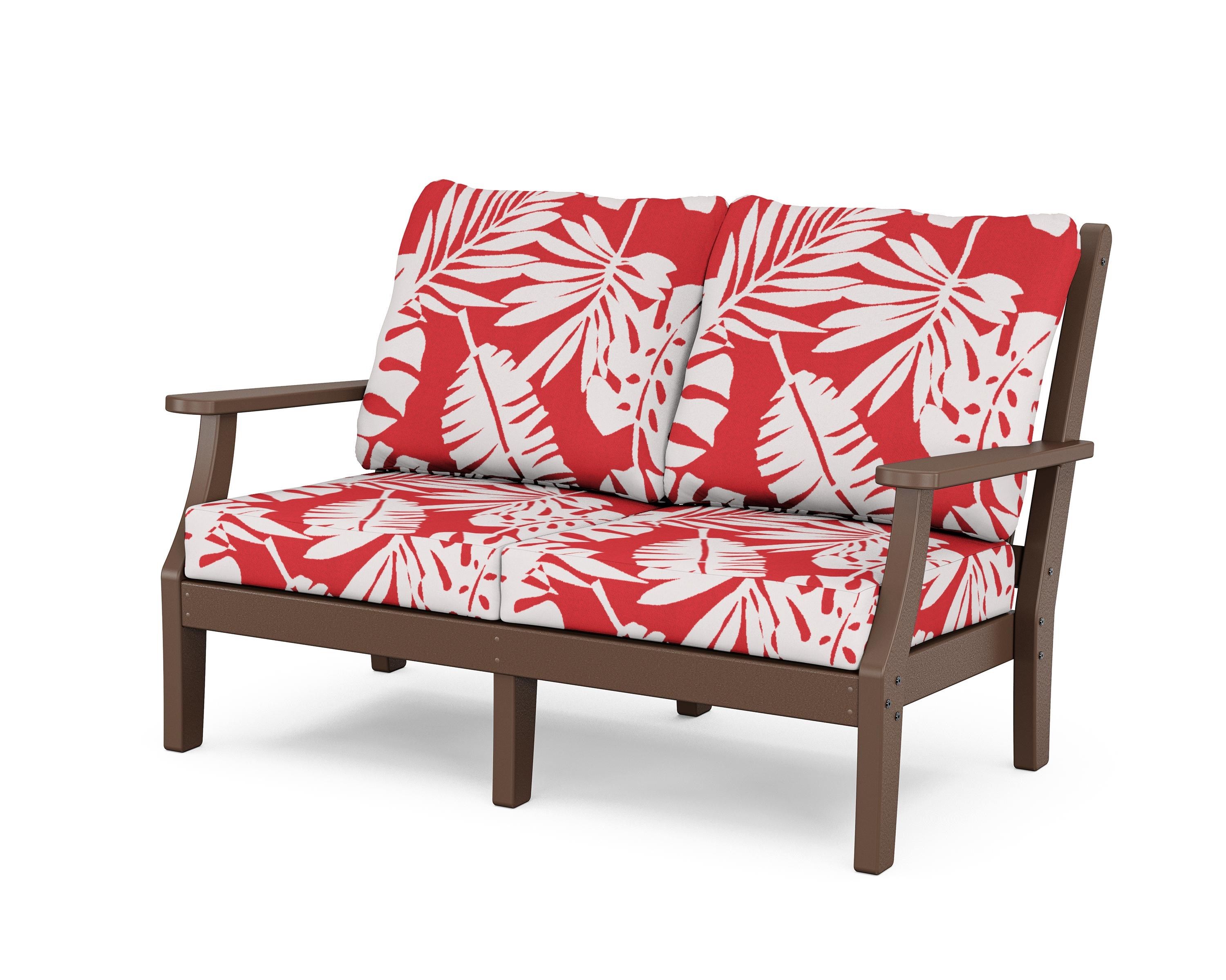 Country Living Wovendale Deep Seating Loveseat in Mahogany / Leaf Crimson