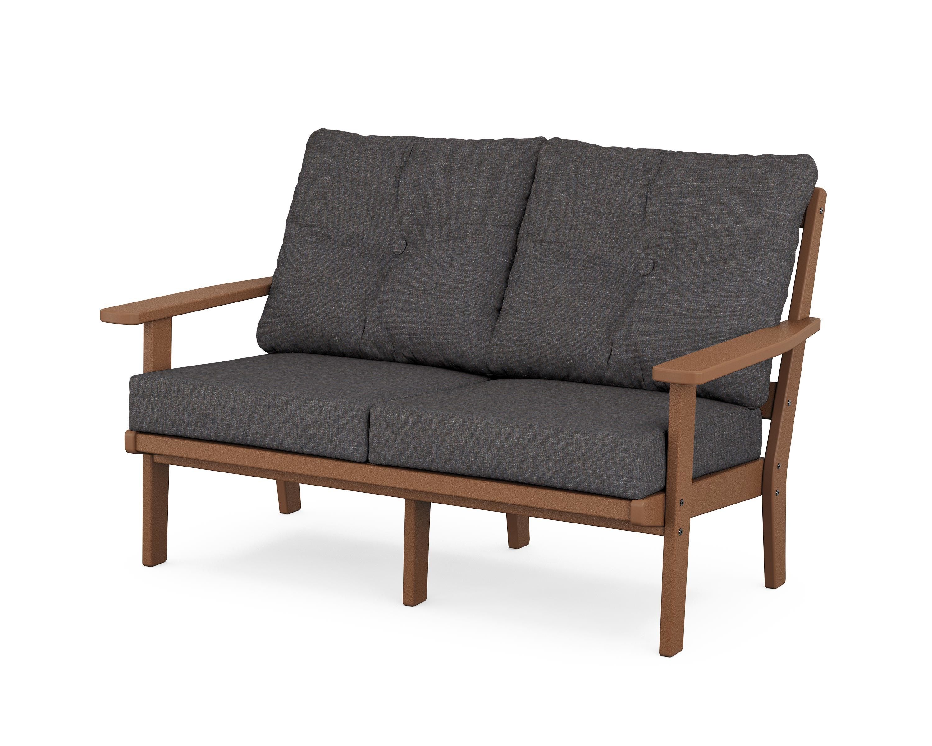 POLYWOOD® Prairie Deep Seating Loveseat in Teak / Ash Charcoal