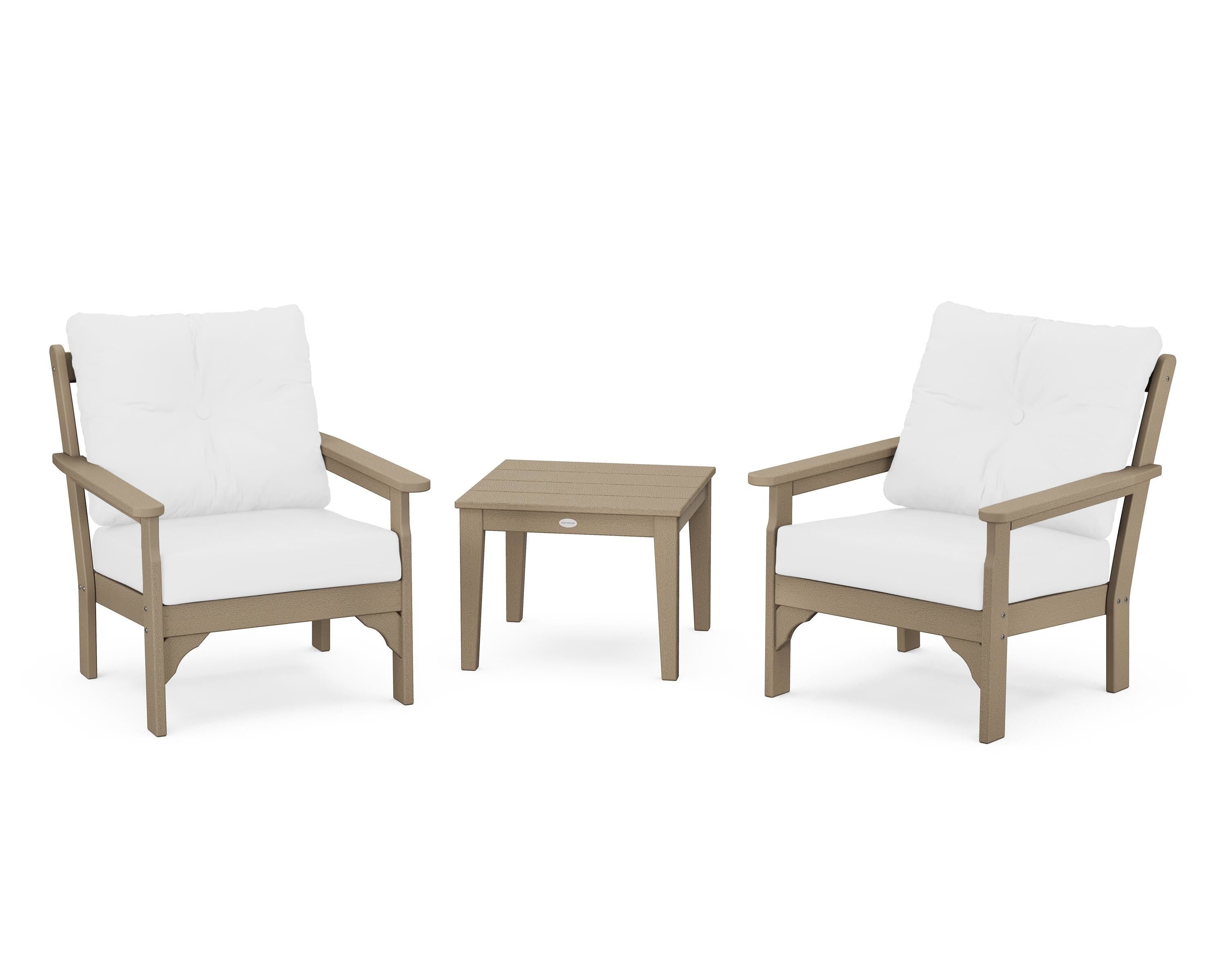 POLYWOOD® Vineyard 3-Piece Deep Seating Set in Vintage Sahara / Natural