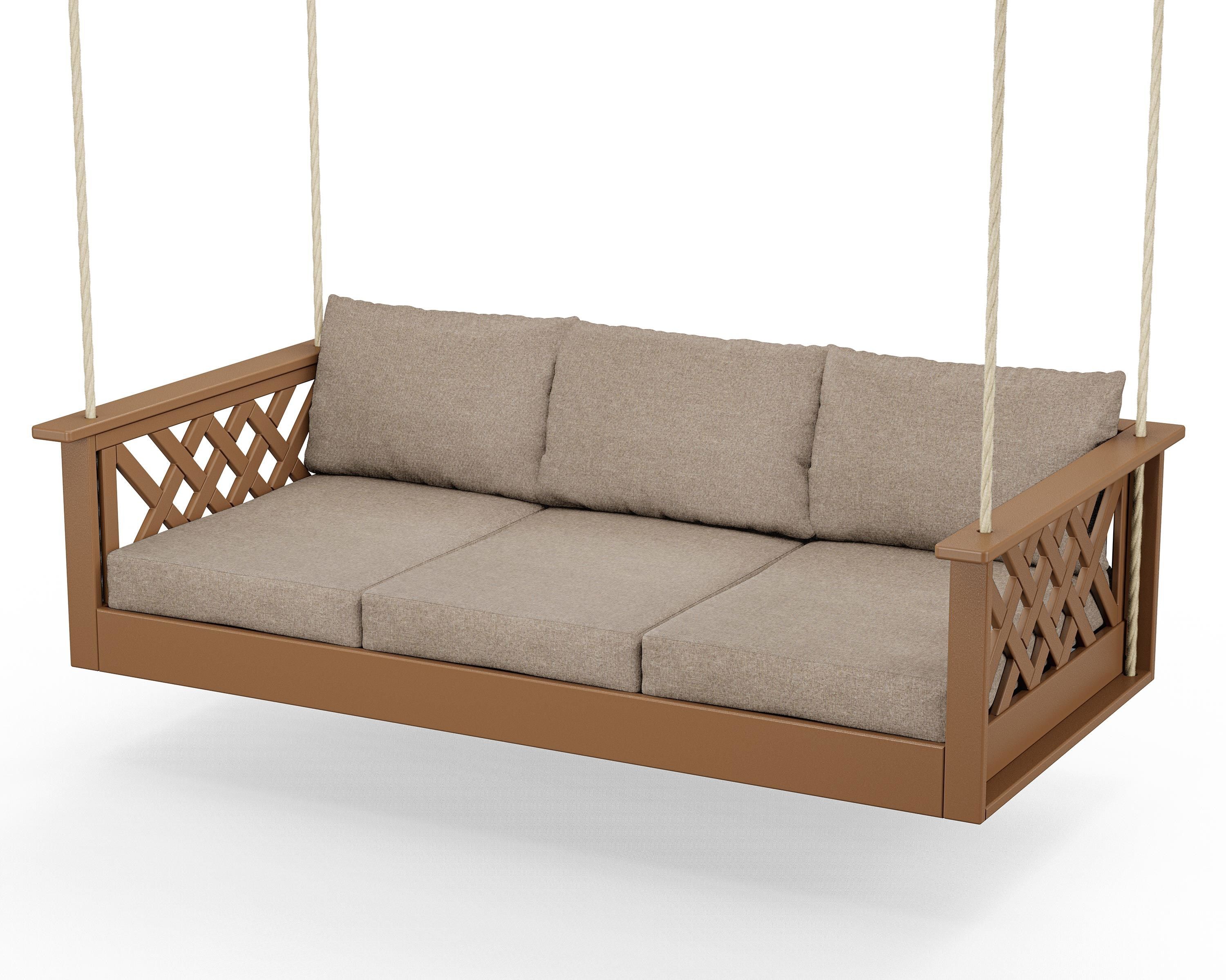 Country Living Wovendale Daybed Swing in Teak / Spiced Burlap