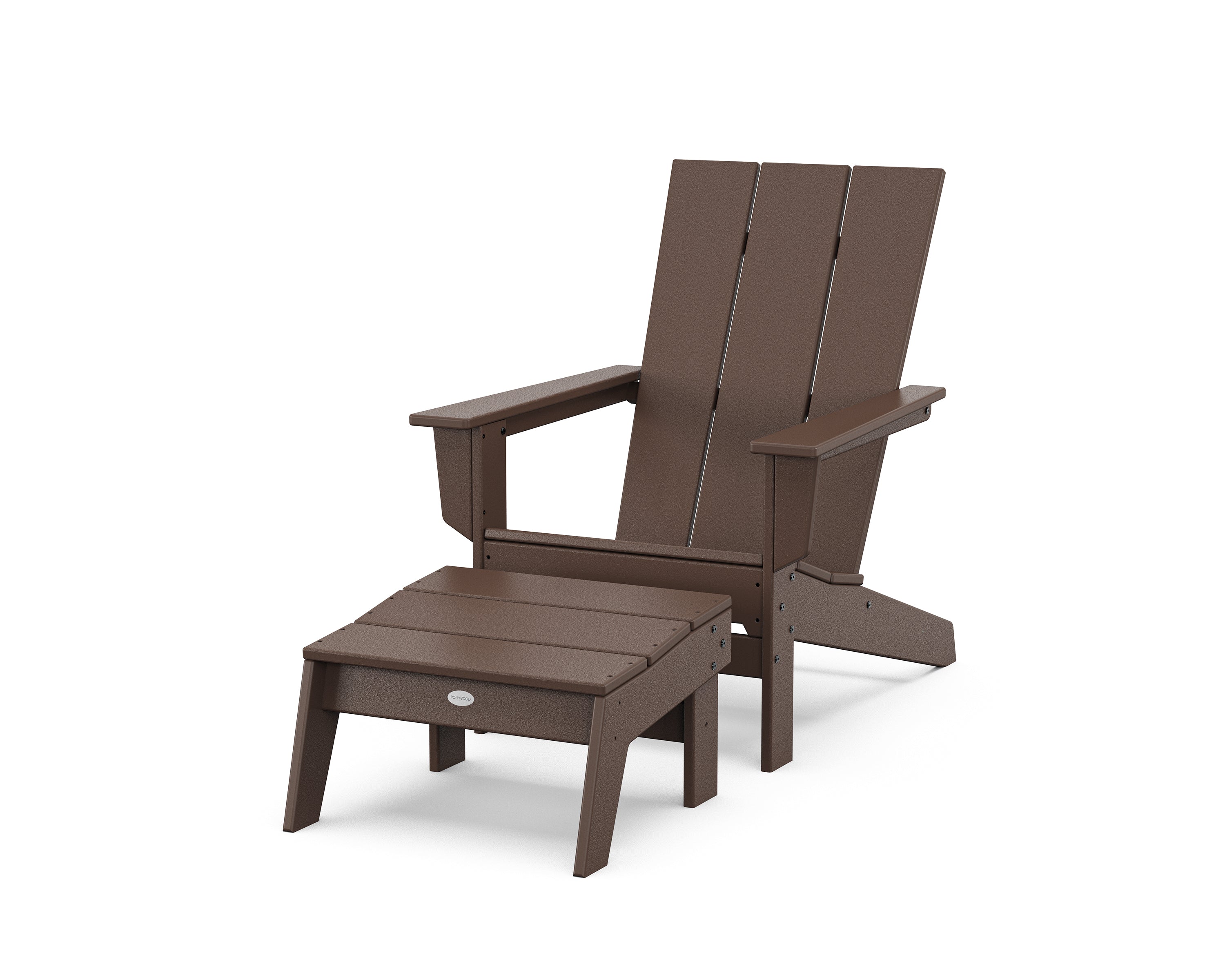 POLYWOOD® Modern Studio Adirondack Chair with Ottoman in Mahogany