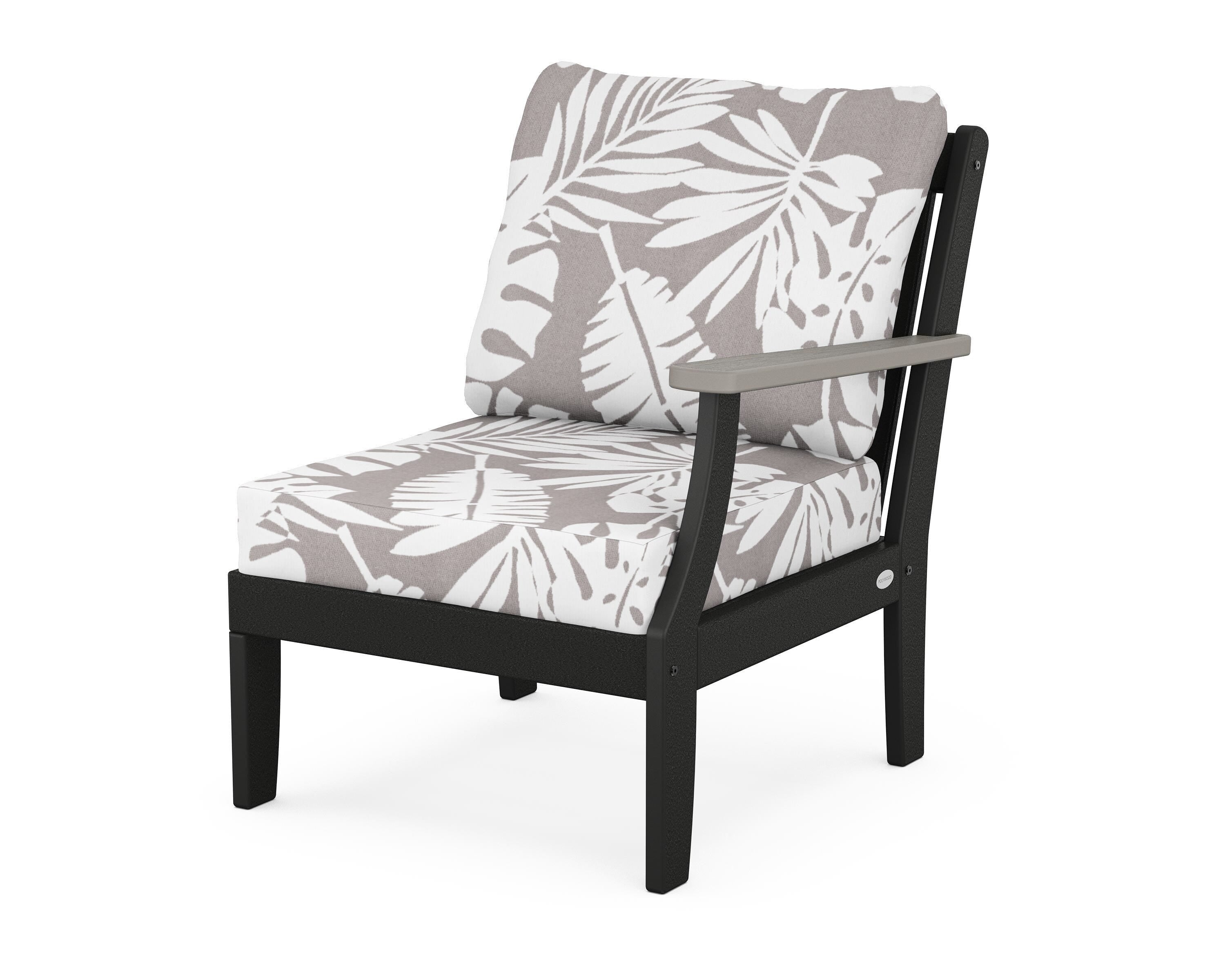POLYWOOD® Braxton Modular Right Arm Chair in Black / Driftwood / Leaf Grey Mist