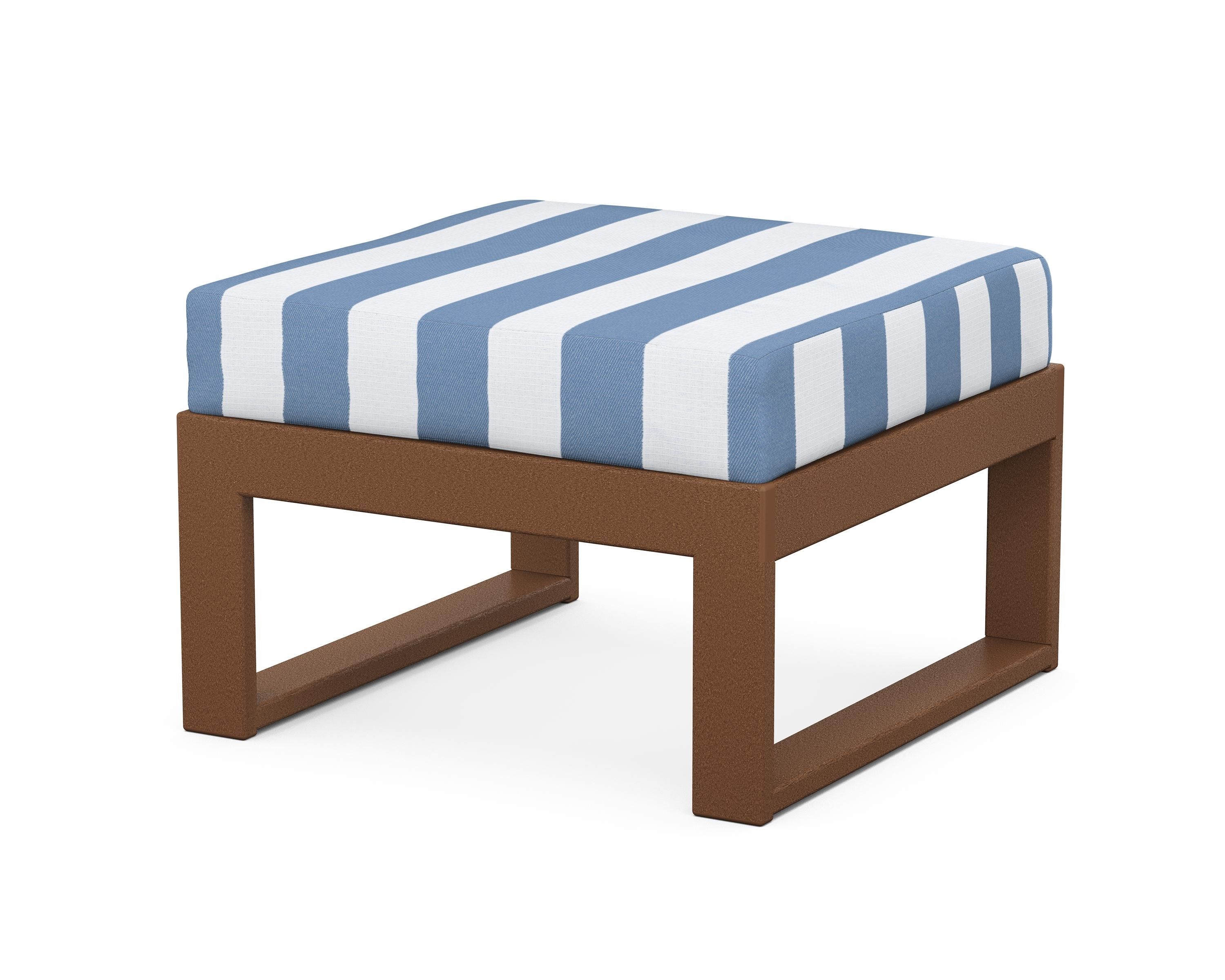 Unbranded Modular Ottoman - Modern in Teak / Cabana Stripe Sky Blue