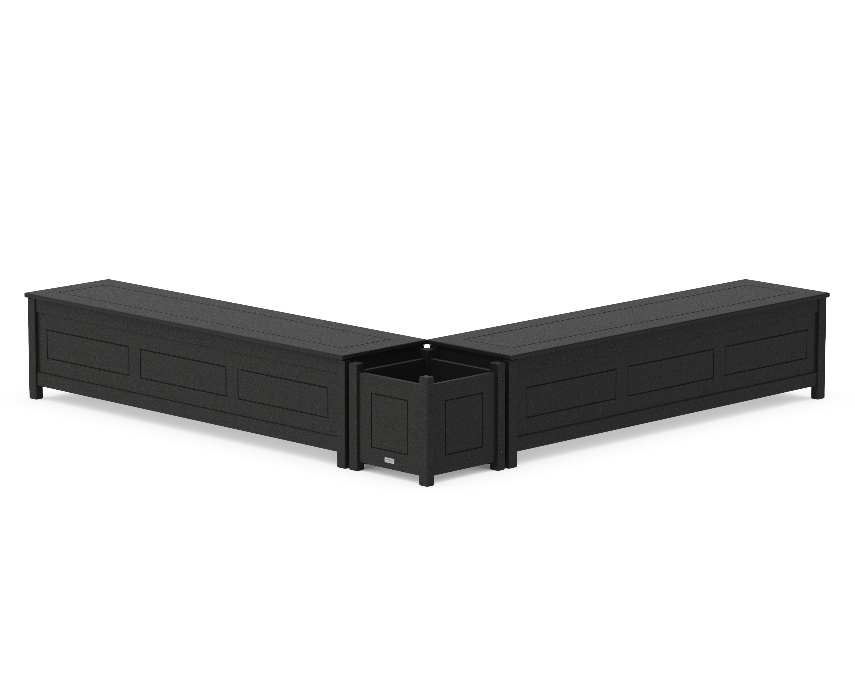 Country Living 72" Country Living L- Shaped Planter Storage Bench Set in Black