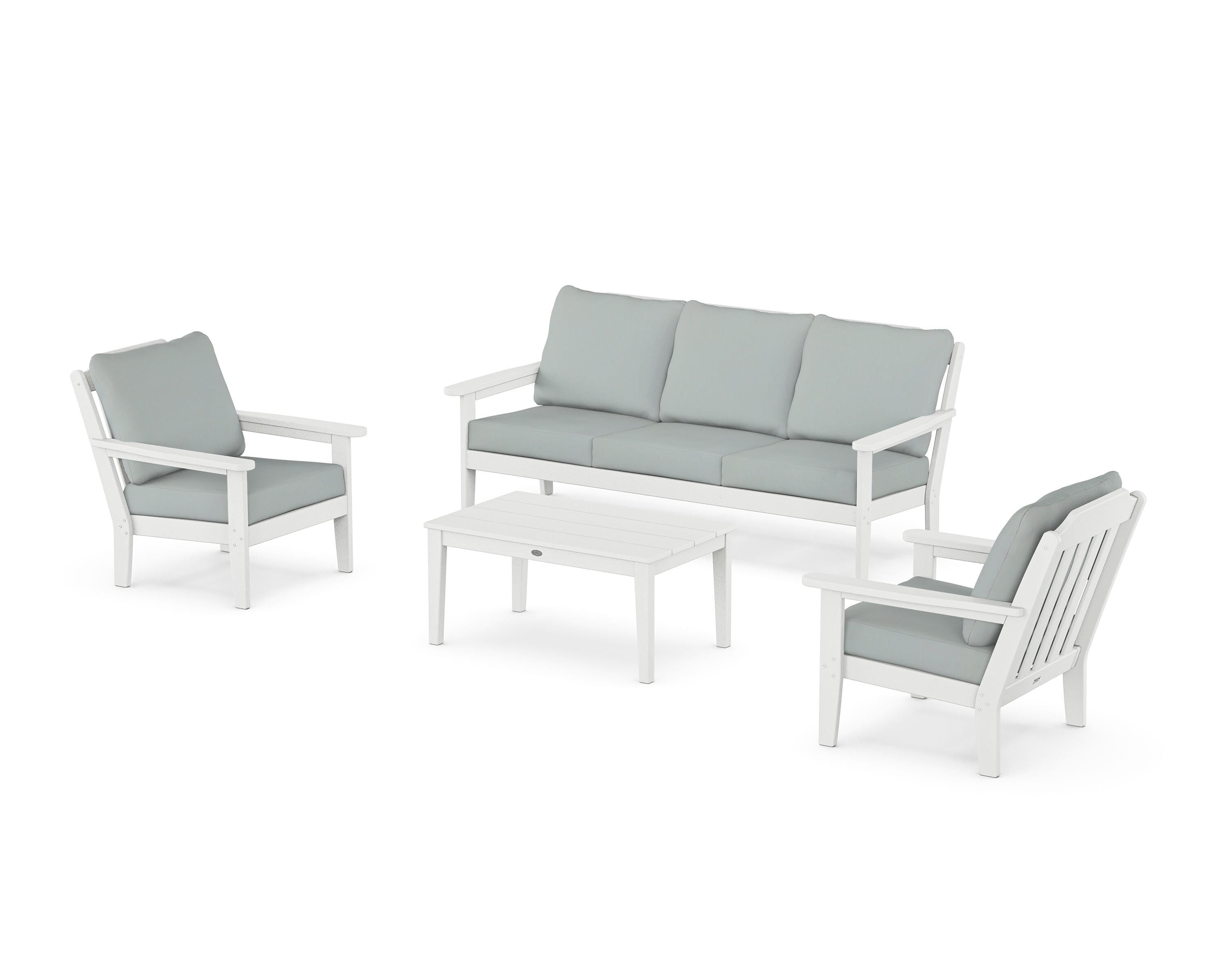 Country Living Cottage 4-Piece Deep Seating Set with Sofa in White / Spa