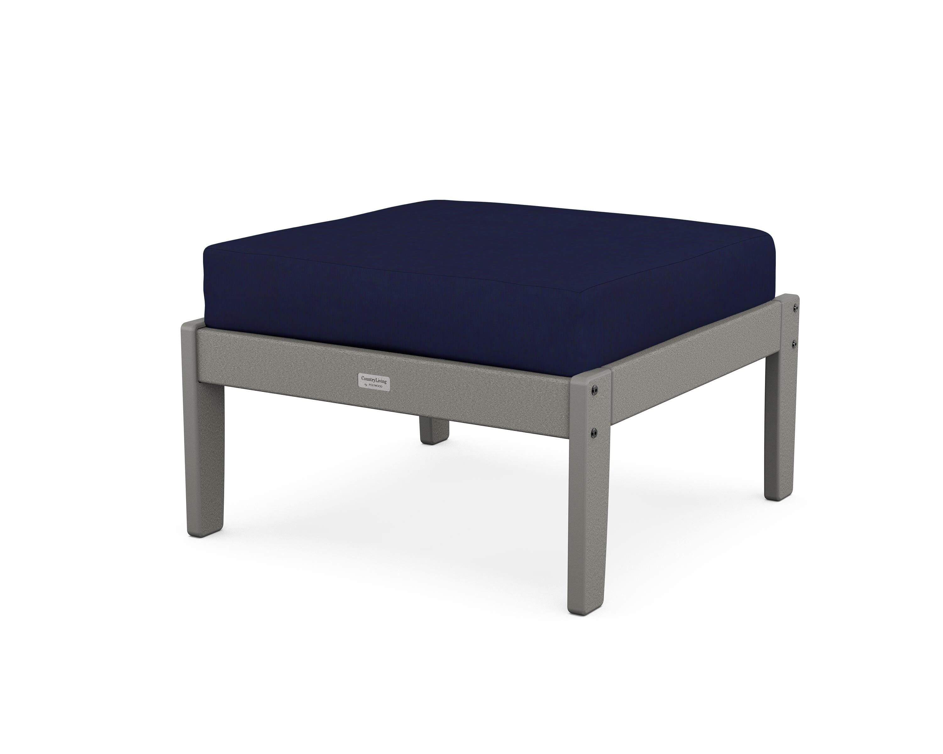 Country Living Cottage Deep Seating Ottoman in Slate Grey / Navy