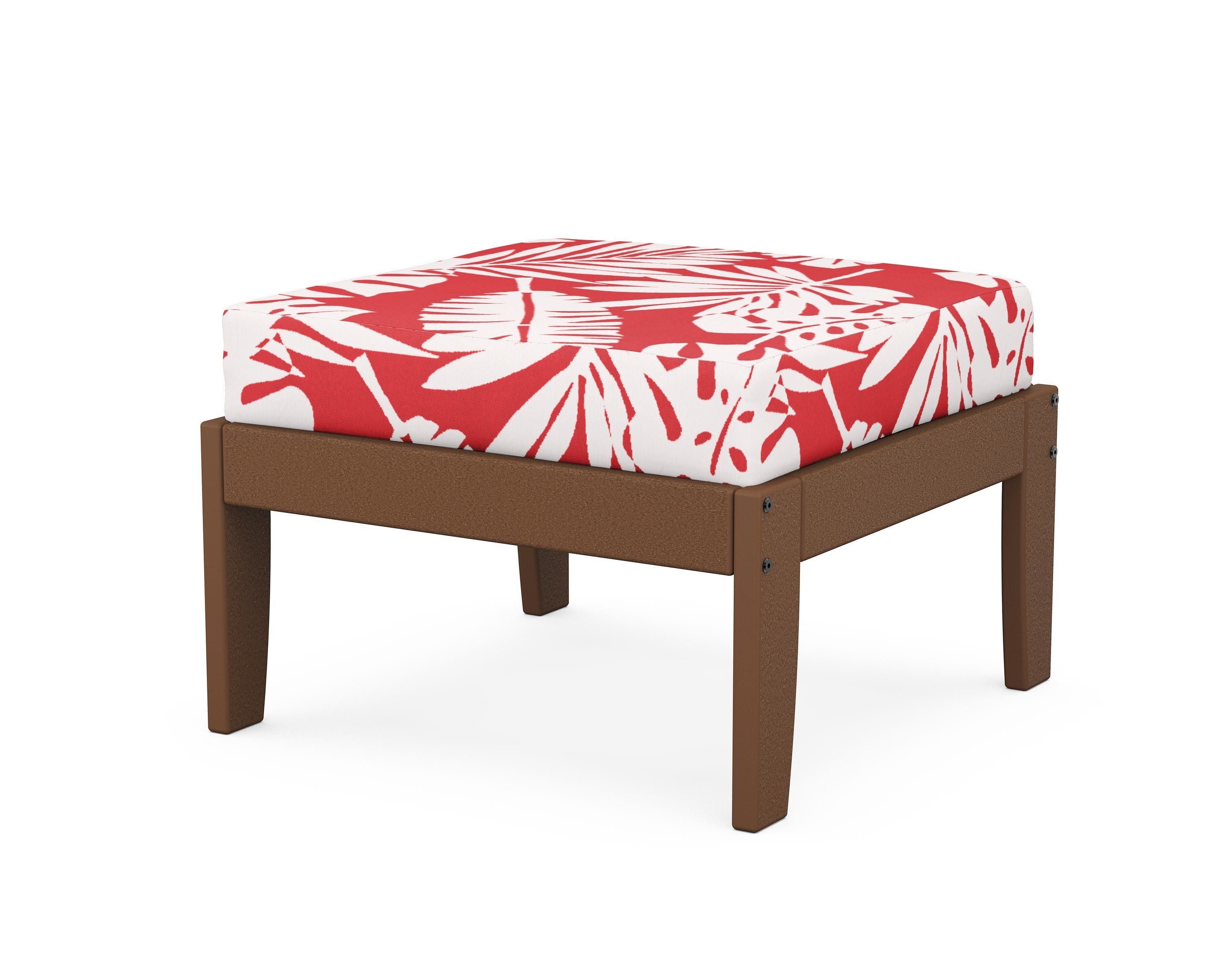 Unbranded Modular Ottoman - Classic in Teak / Leaf Crimson