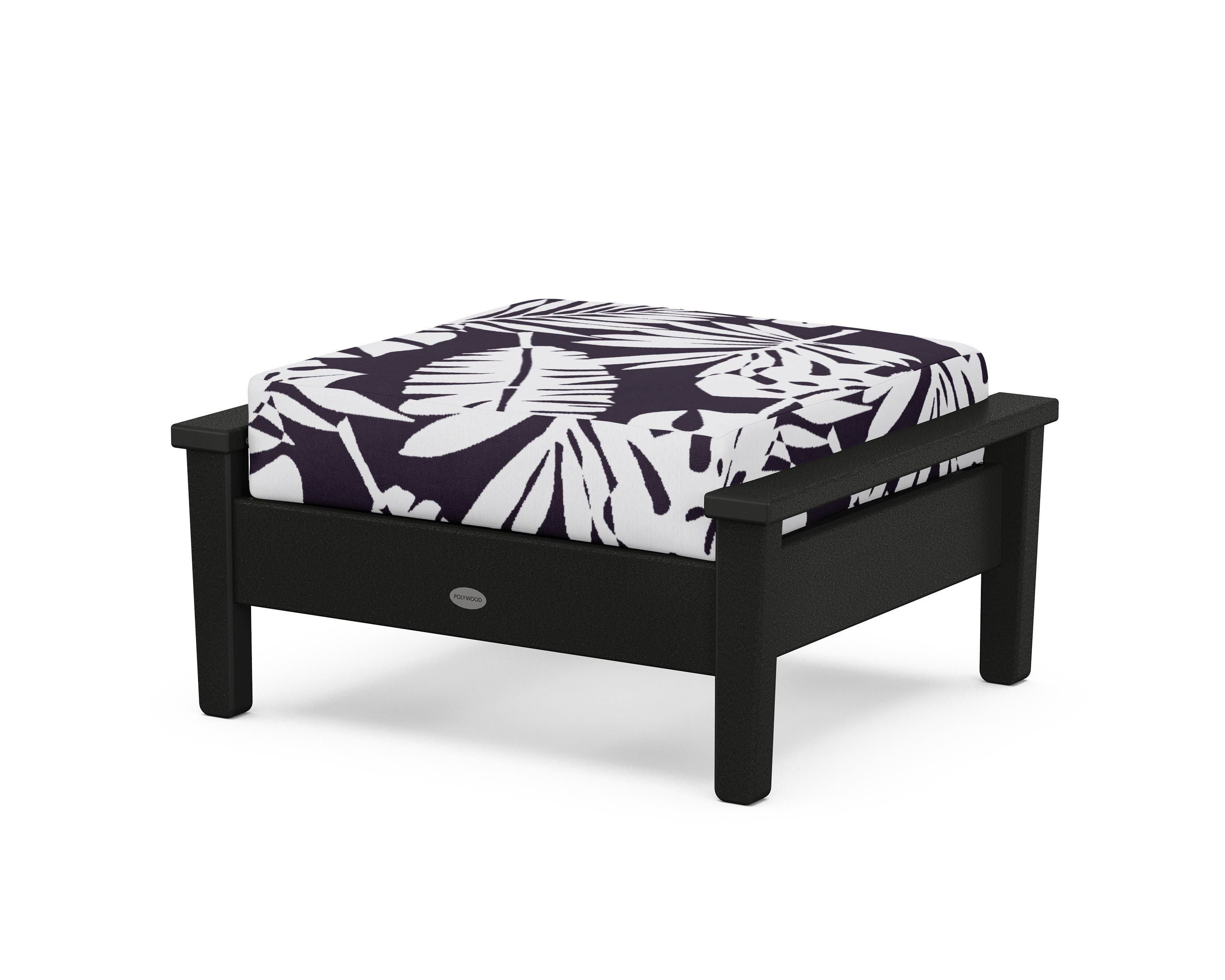 POLYWOOD® Prescott Deep Seating Ottoman in Black / Leaf Navy