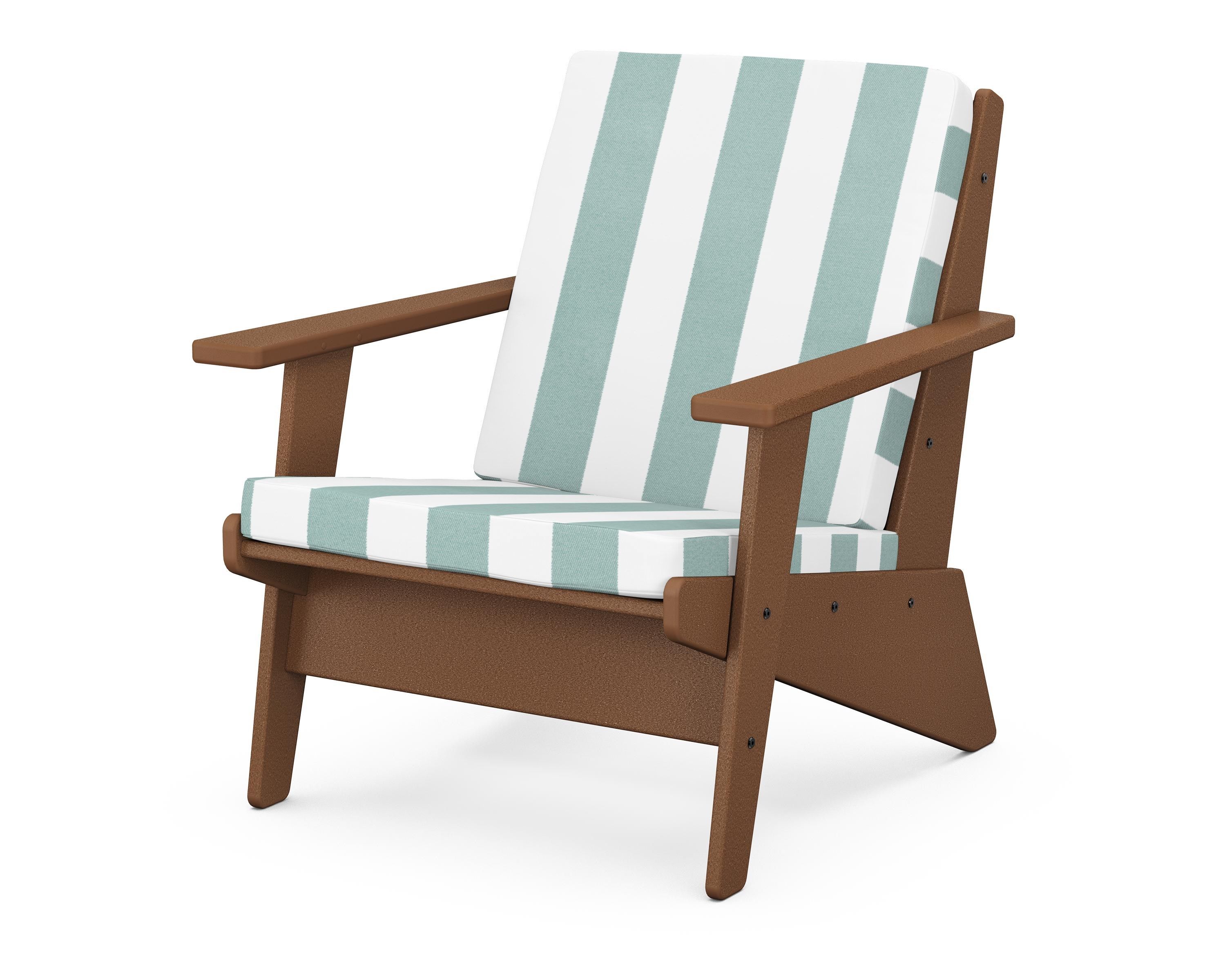 POLYWOOD® Riviera Modern Lounge Chair in Teak / Cabana Stripe Glacier Spa