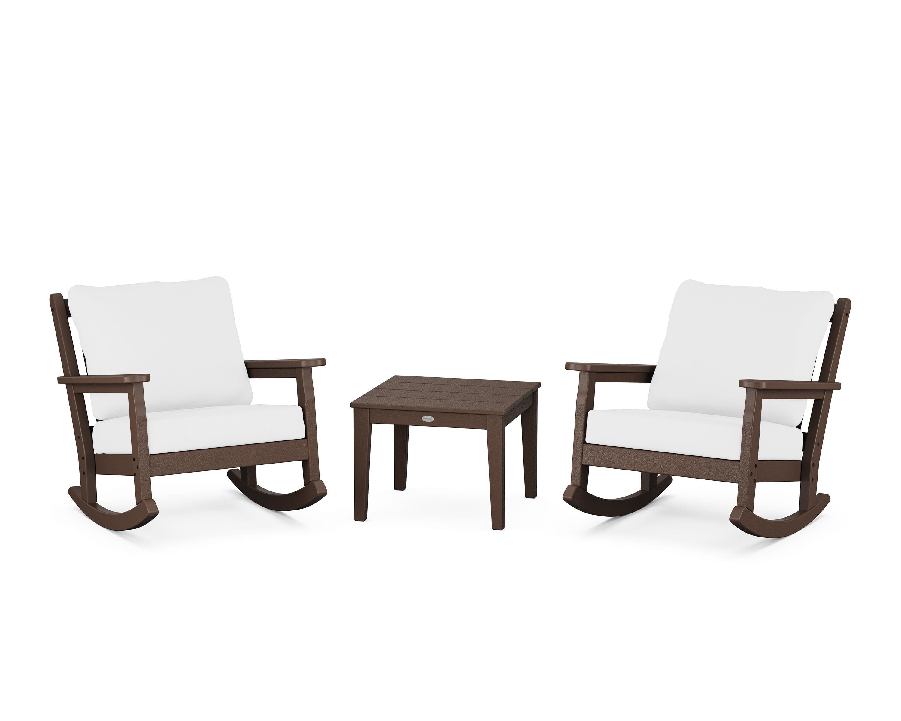 POLYWOOD® Chippendale 3-Piece Deep Seating Rocker Set in Mahogany / Natural