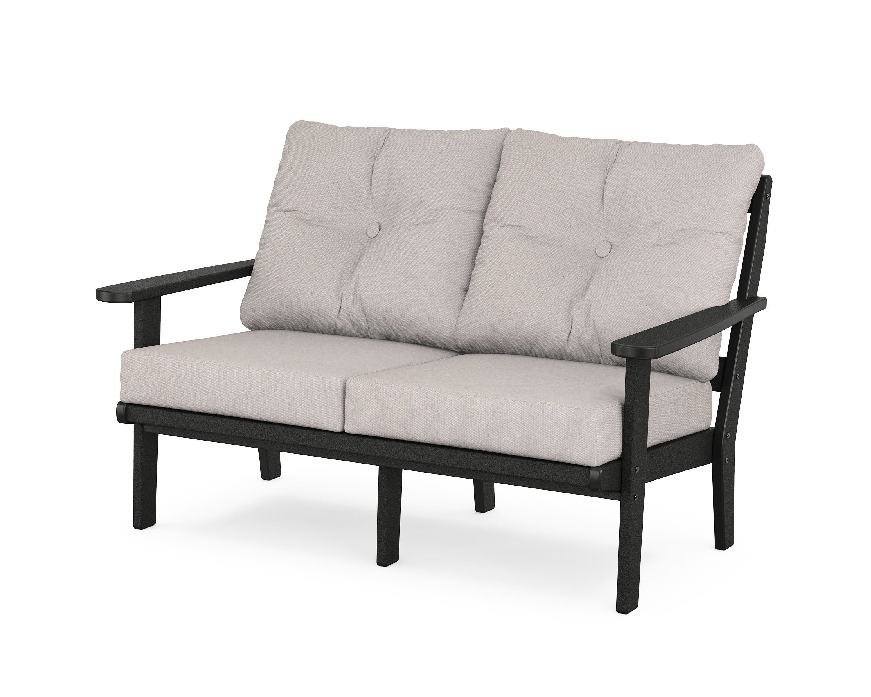 POLYWOOD® Mission Deep Seating Loveseat in Black / Dune Burlap