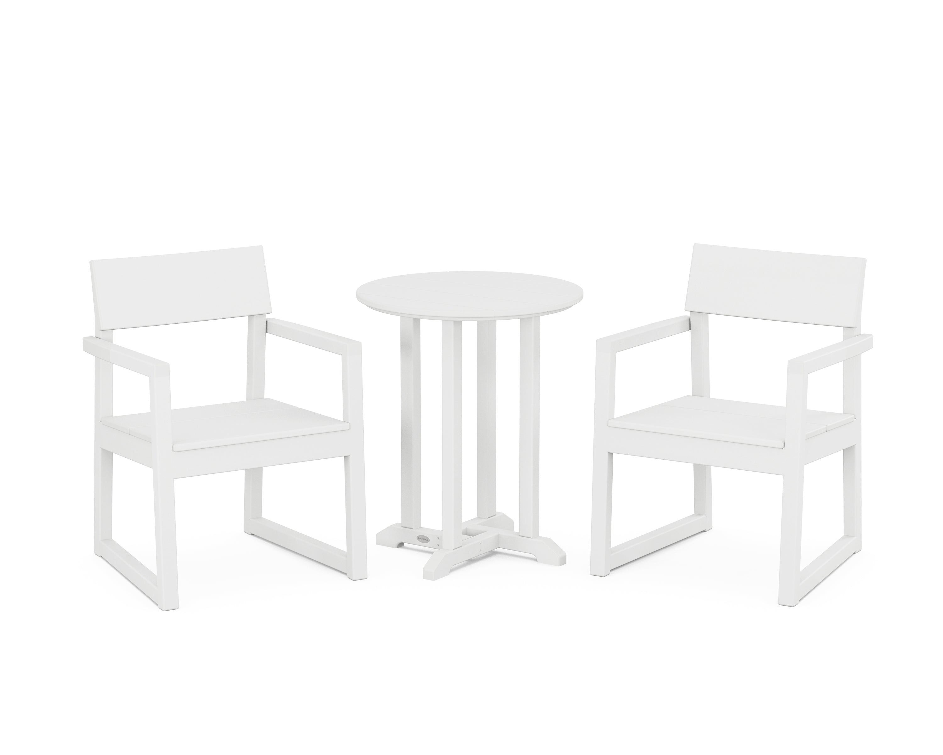 POLYWOOD® EDGE 3-Piece Round Bistro Dining Set in White