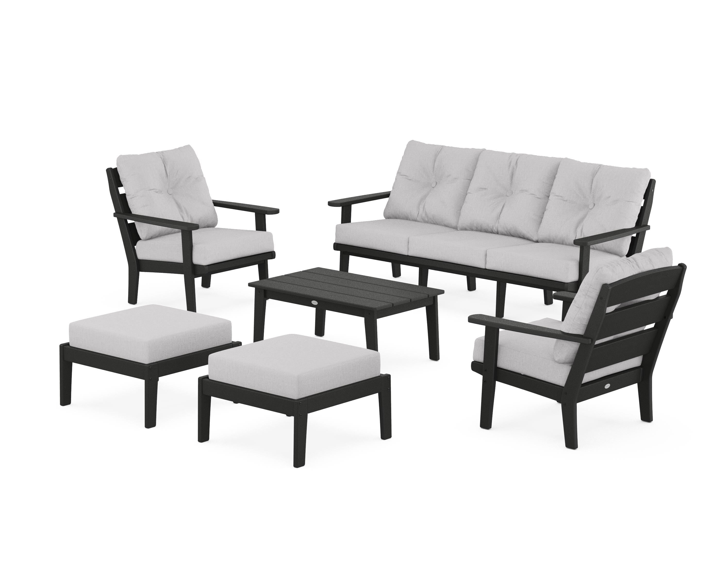 POLYWOOD® Lakeside 6-Piece Lounge Sofa Set in Black / Granite