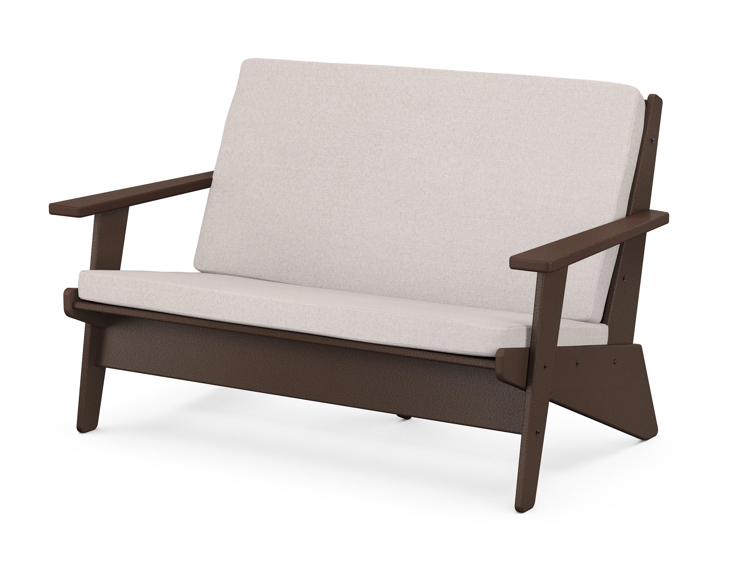 POLYWOOD® Riviera Modern Lounge Loveseat in Mahogany / Dune Burlap