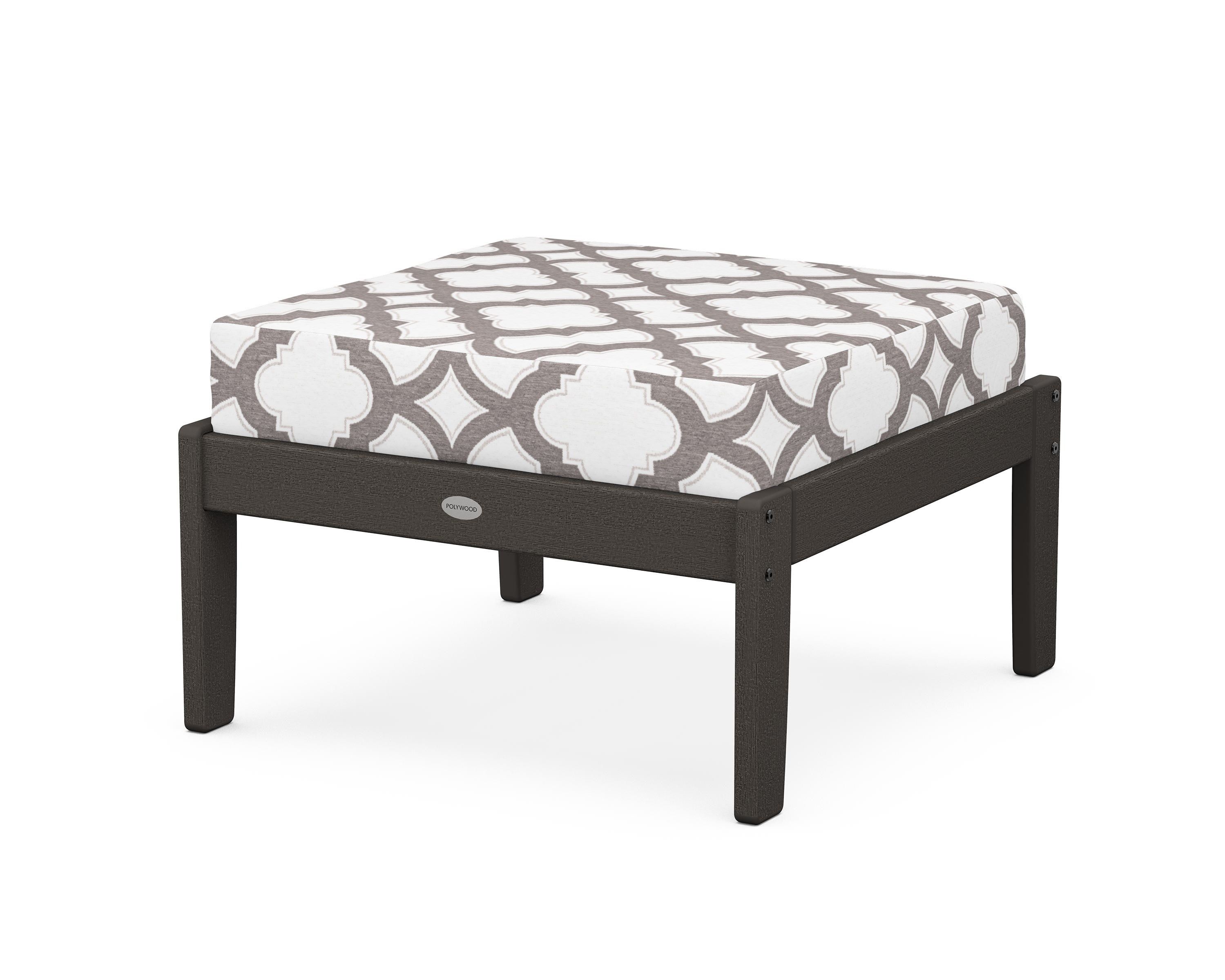 POLYWOOD® Braxton Deep Seating Ottoman in Vintage Coffee / Trellis Grey Mist