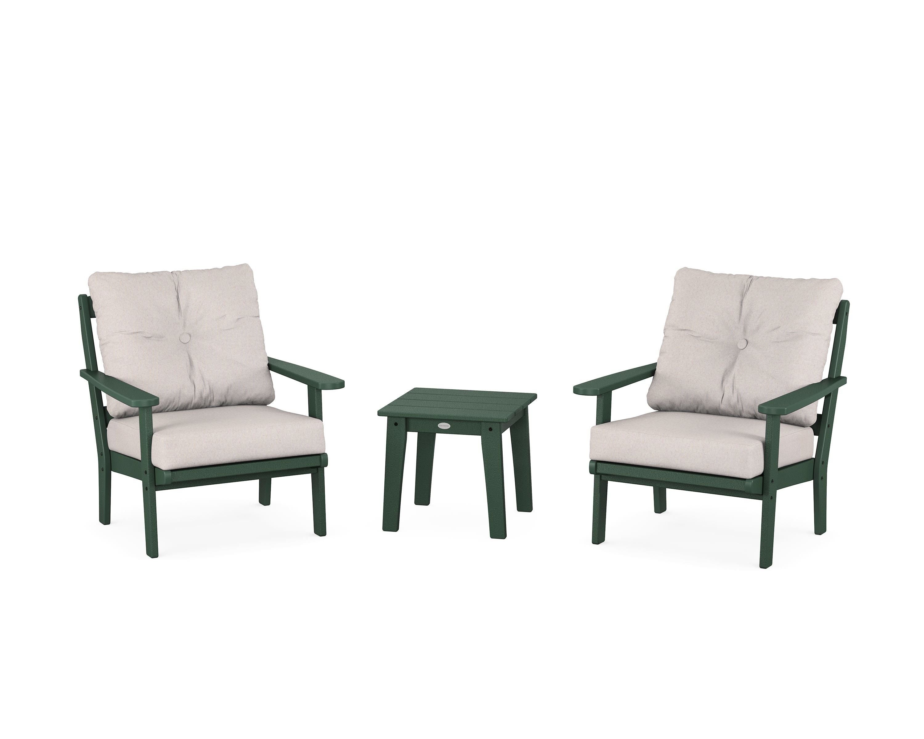 POLYWOOD® Mission 3-Piece Deep Seating Set in Green / Dune Burlap