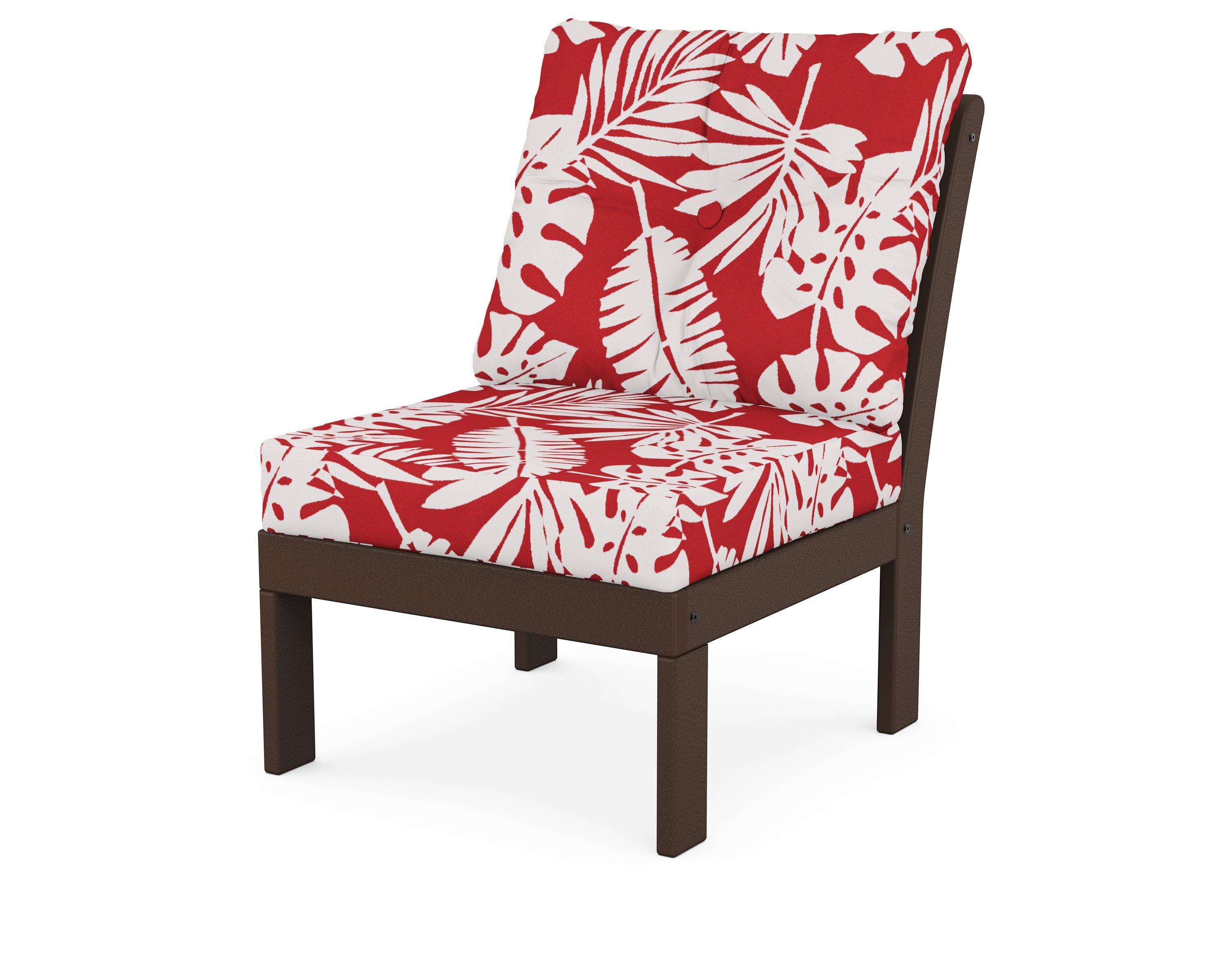 POLYWOOD® Vineyard Modular Armless Chair in Mahogany / Leaf Crimson