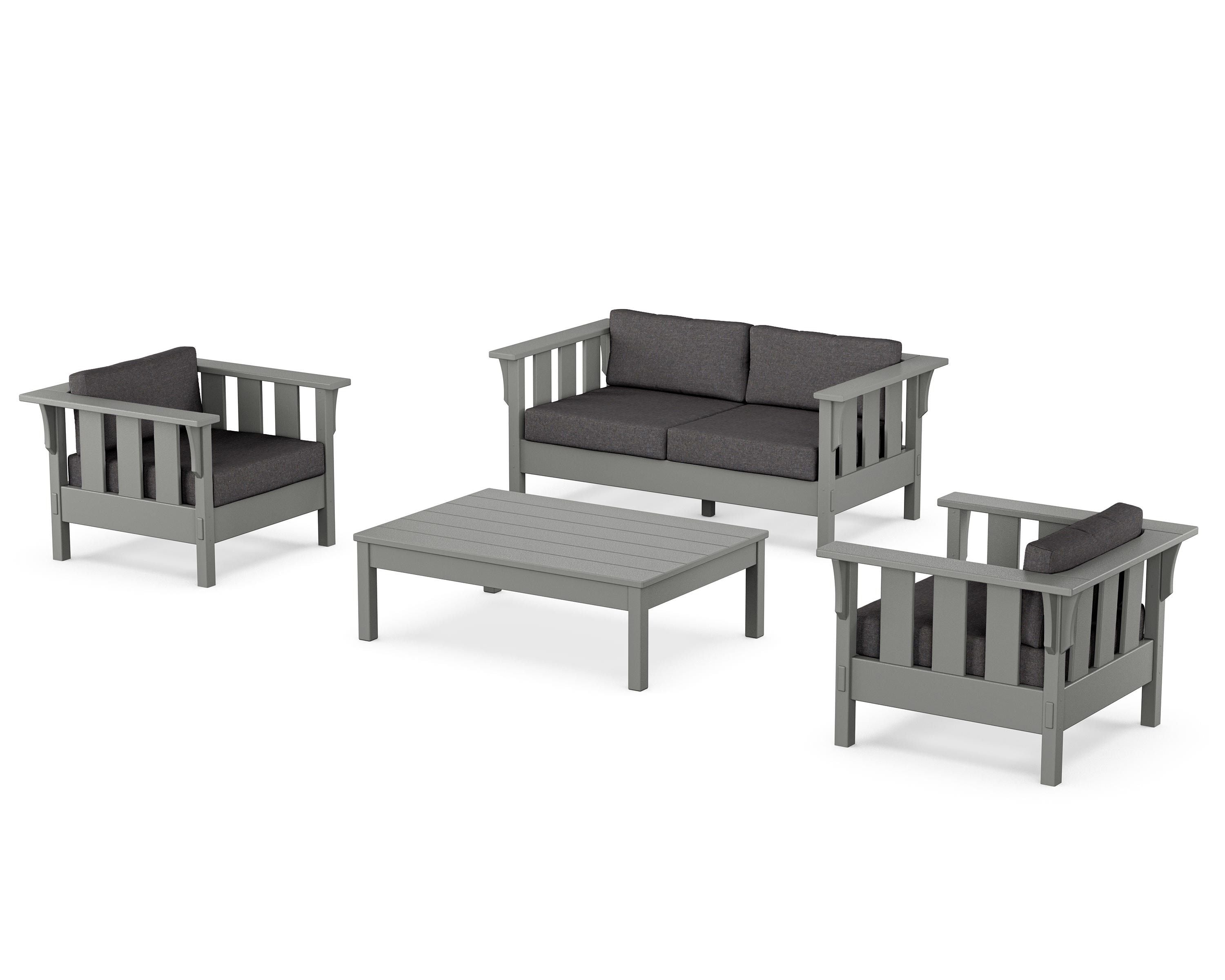 Martha Stewart by POLYWOOD® Acadia 4-Piece Deep Seating Set with Loveseat in Slate Grey / Ash Charcoal