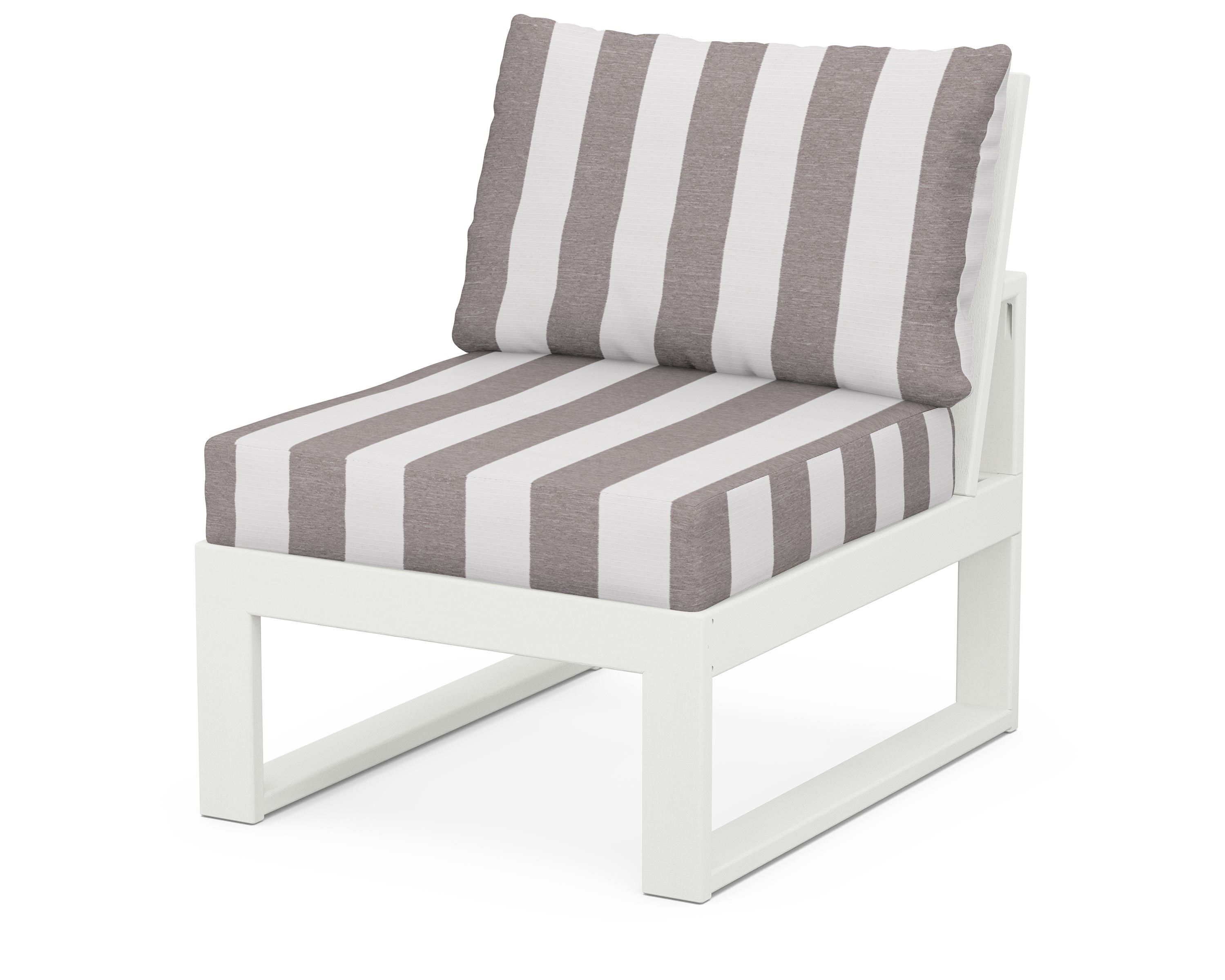 Unbranded Modular Armless Chair in Vintage White / Cabana Stripe Grey Mist