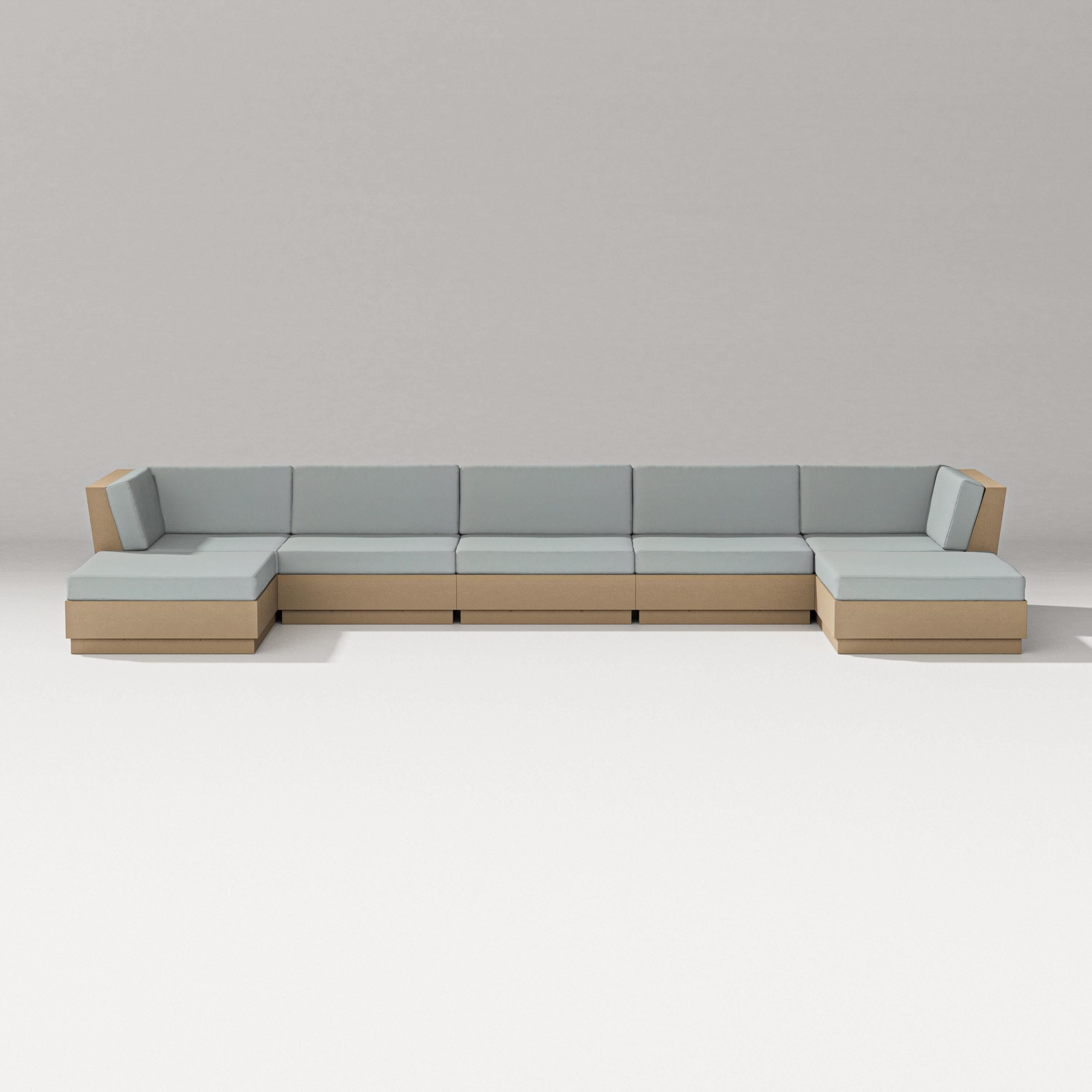 PW Designer Series Elevate 7-Piece Double Chaise Sectional in Vintage Sahara / Spa