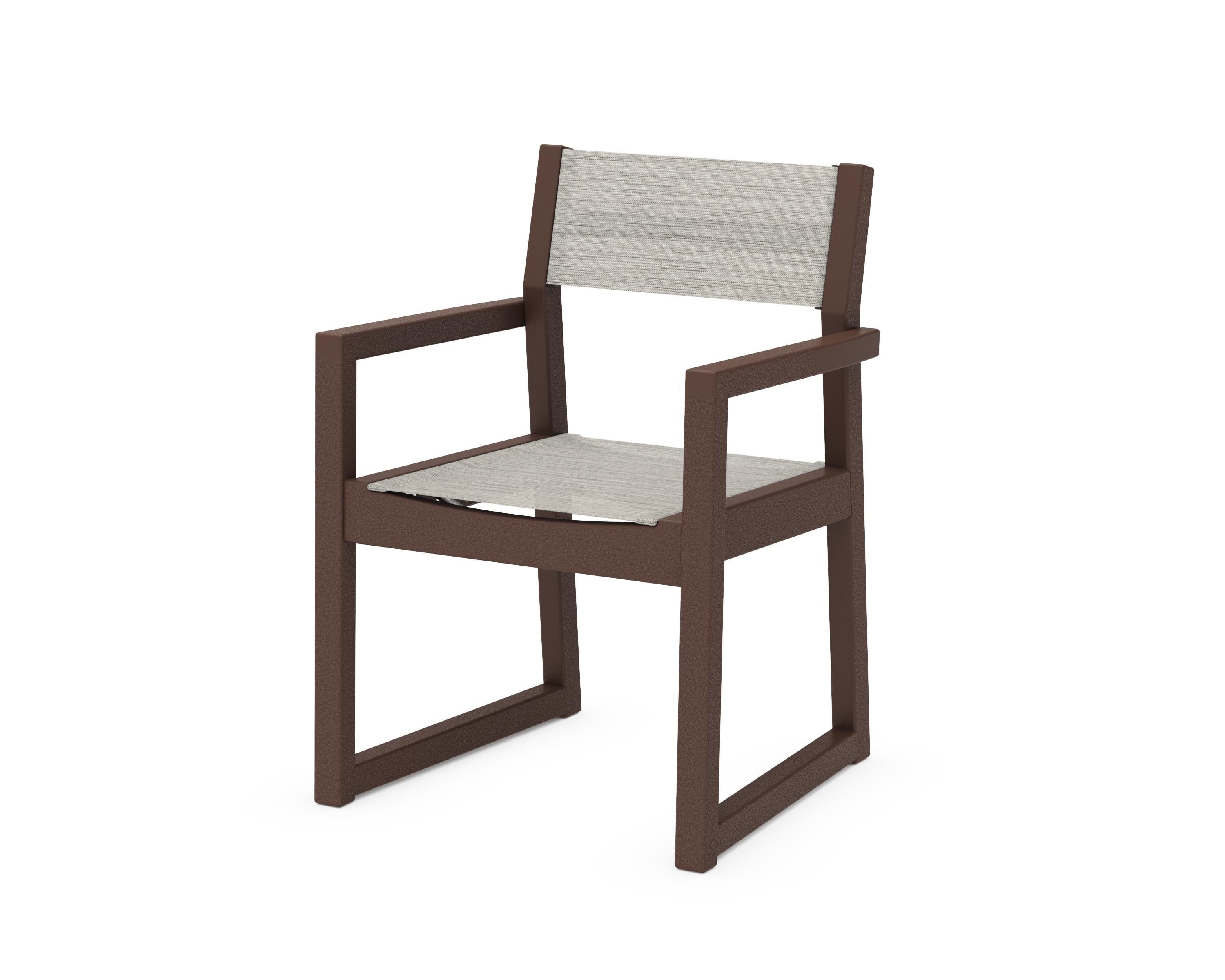POLYWOOD® EDGE Sling Dining Arm Chair in Mahogany / Birch Sling