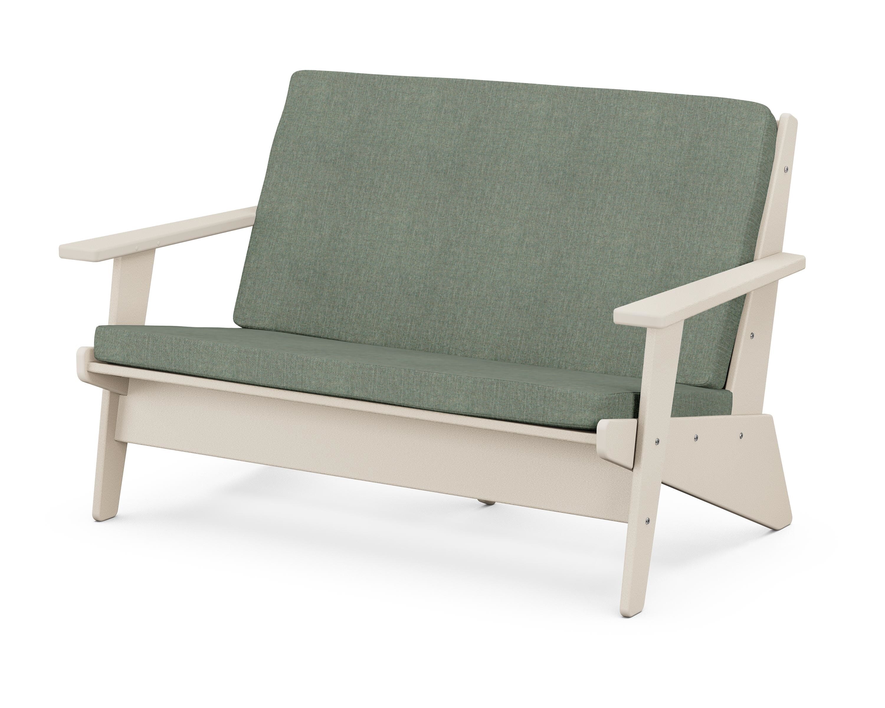 POLYWOOD® Riviera Modern Lounge Loveseat in Sand / Cast Sage