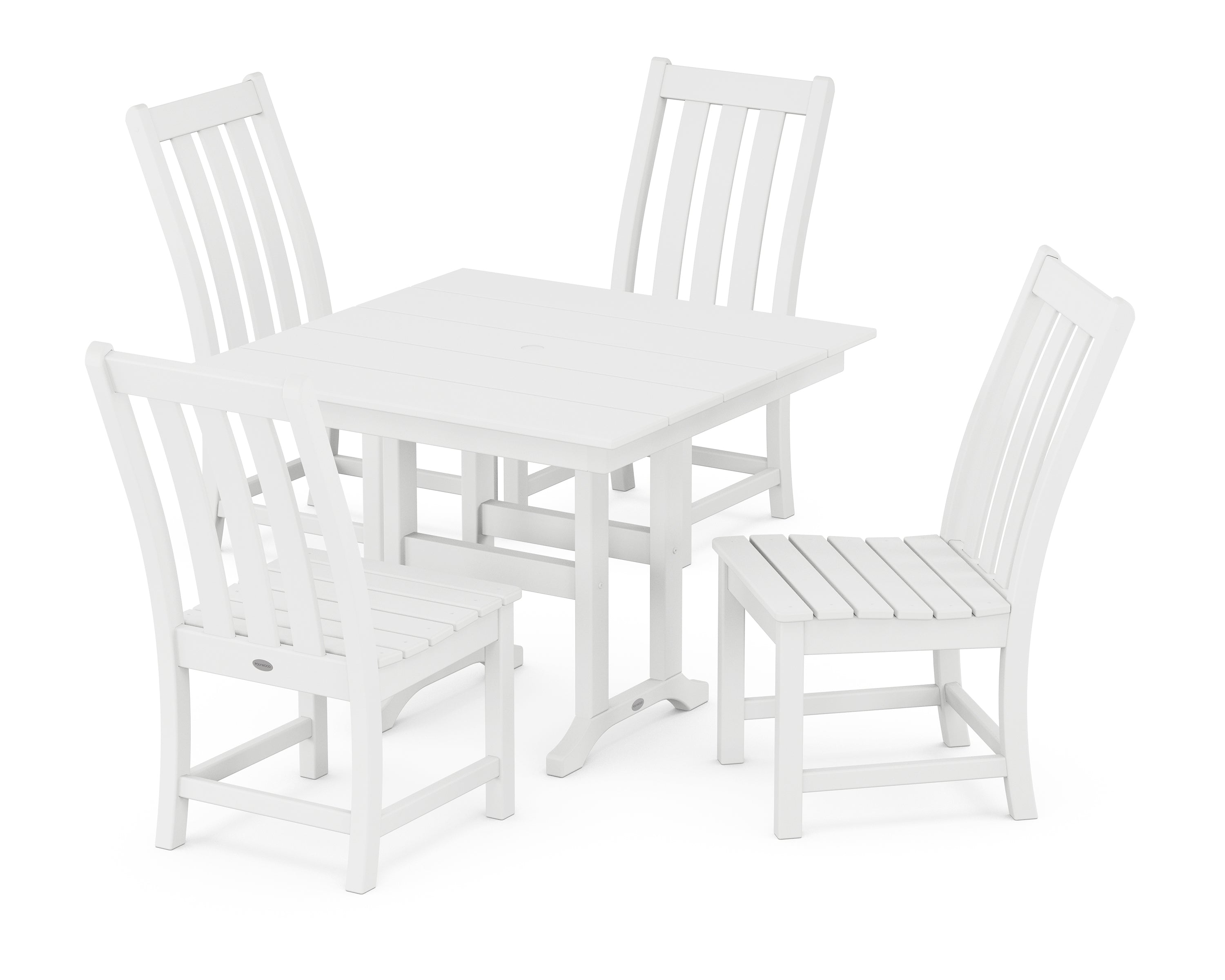 POLYWOOD® Vineyard Side Chair 5-Piece Farmhouse Dining Set in White