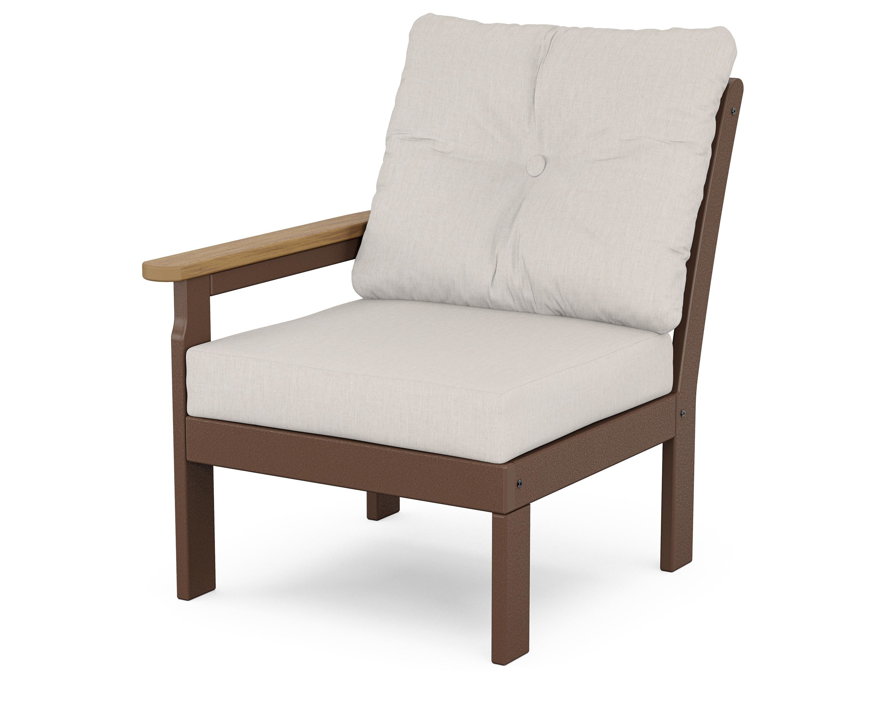 POLYWOOD® Vineyard Modular Left Arm Chair in Mahogany / Natural / Cast Ash
