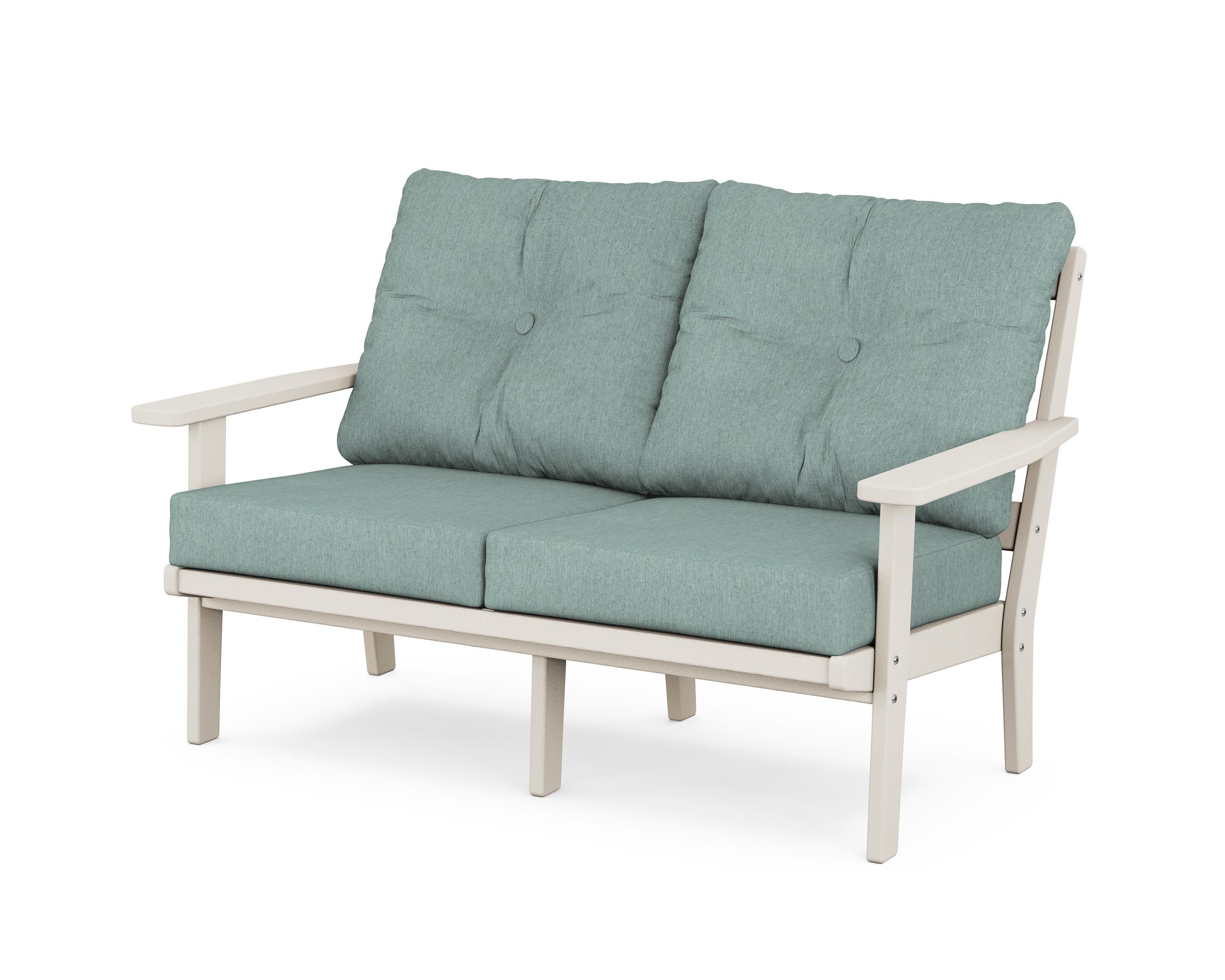 POLYWOOD® Oxford Deep Seating Loveseat in Sand / Glacier Spa