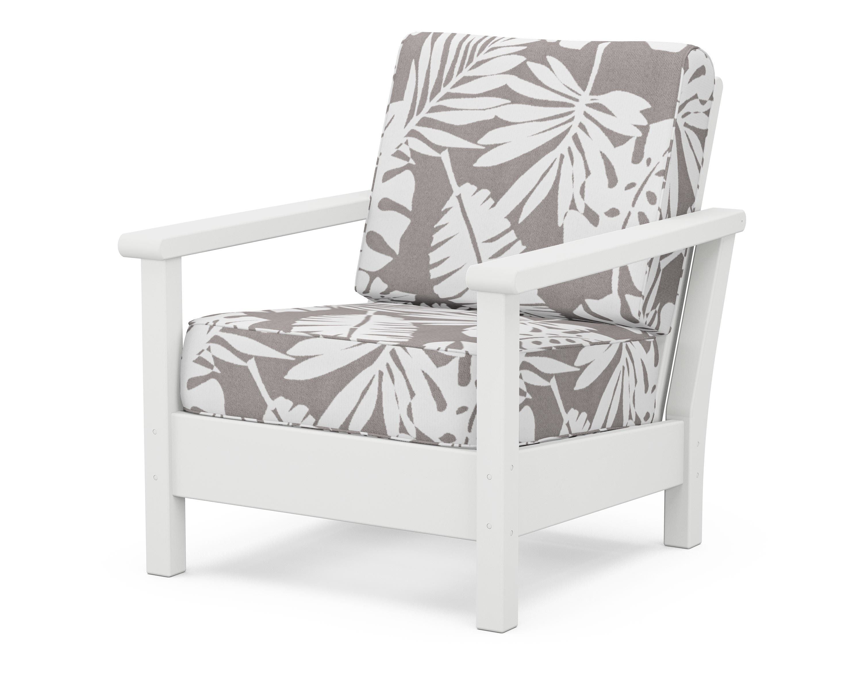 POLYWOOD® Harbour Deep Seating Chair in White / Leaf Grey Mist