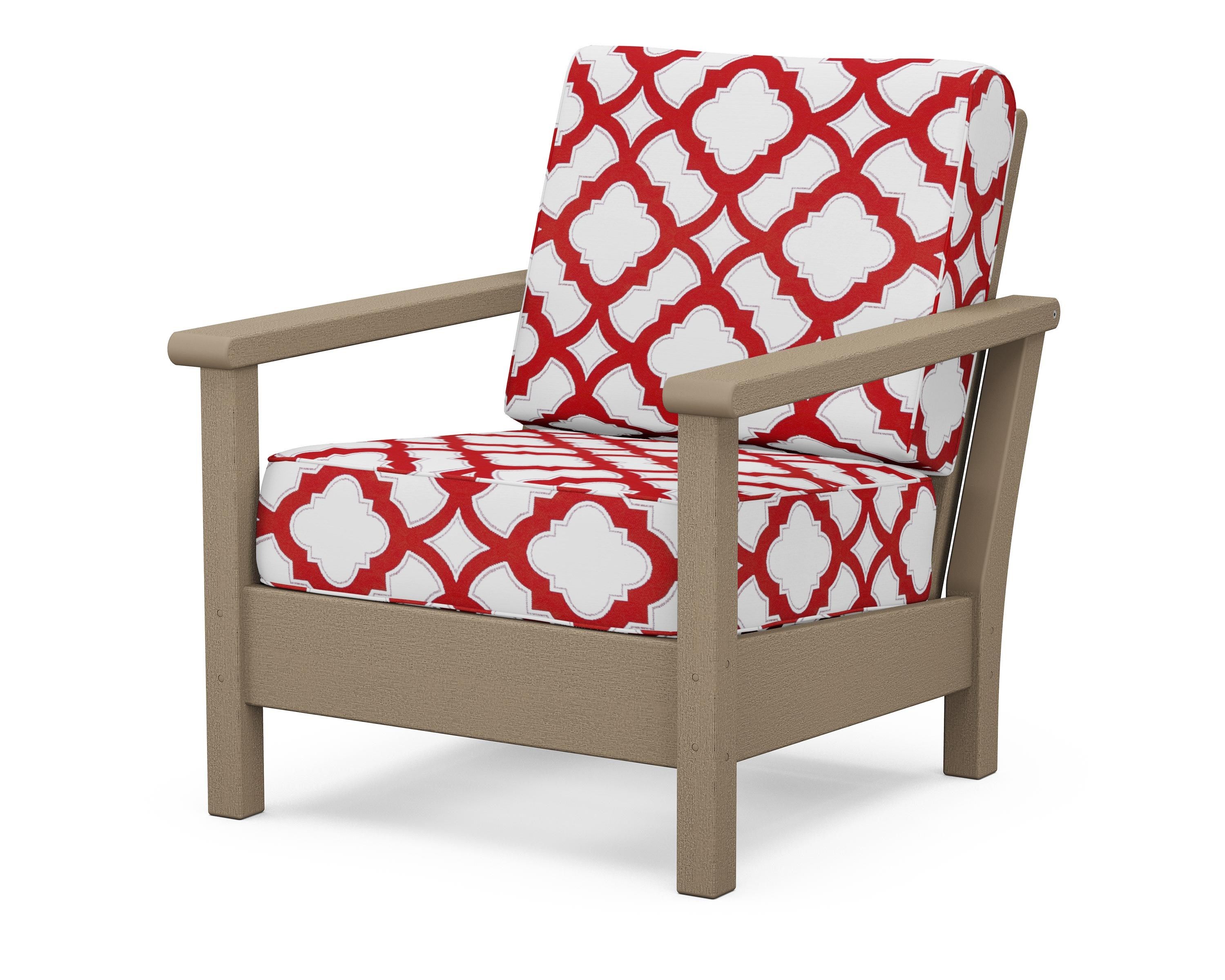 POLYWOOD® Harbour Deep Seating Chair in Vintage Sahara / Trellis Crimson