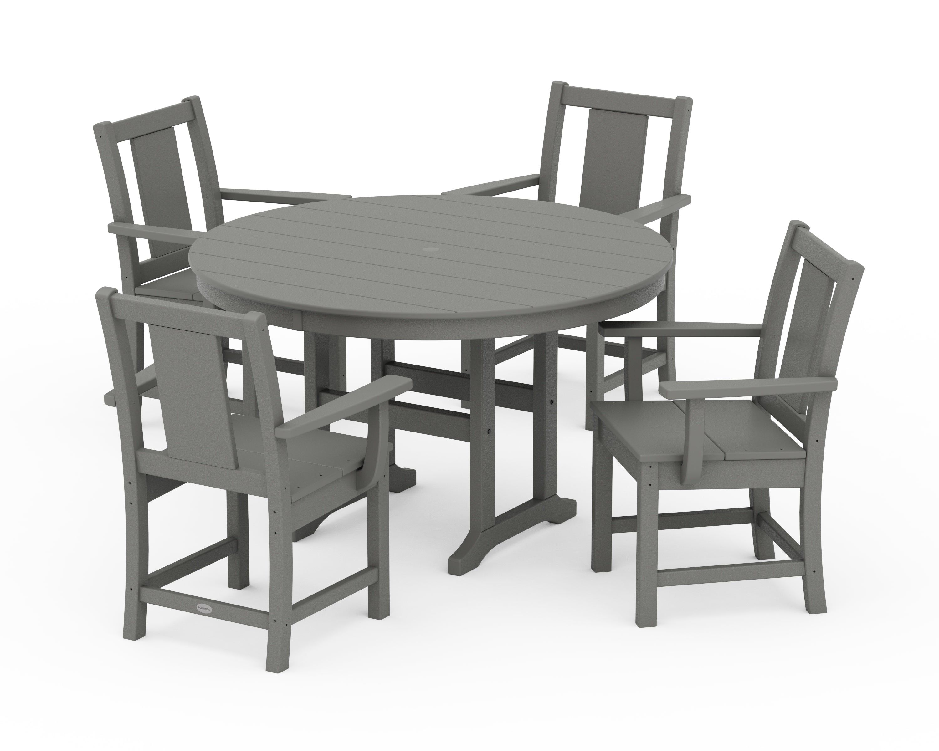 POLYWOOD® Prairie 5-Piece Round Farmhouse Dining Set in Slate Grey