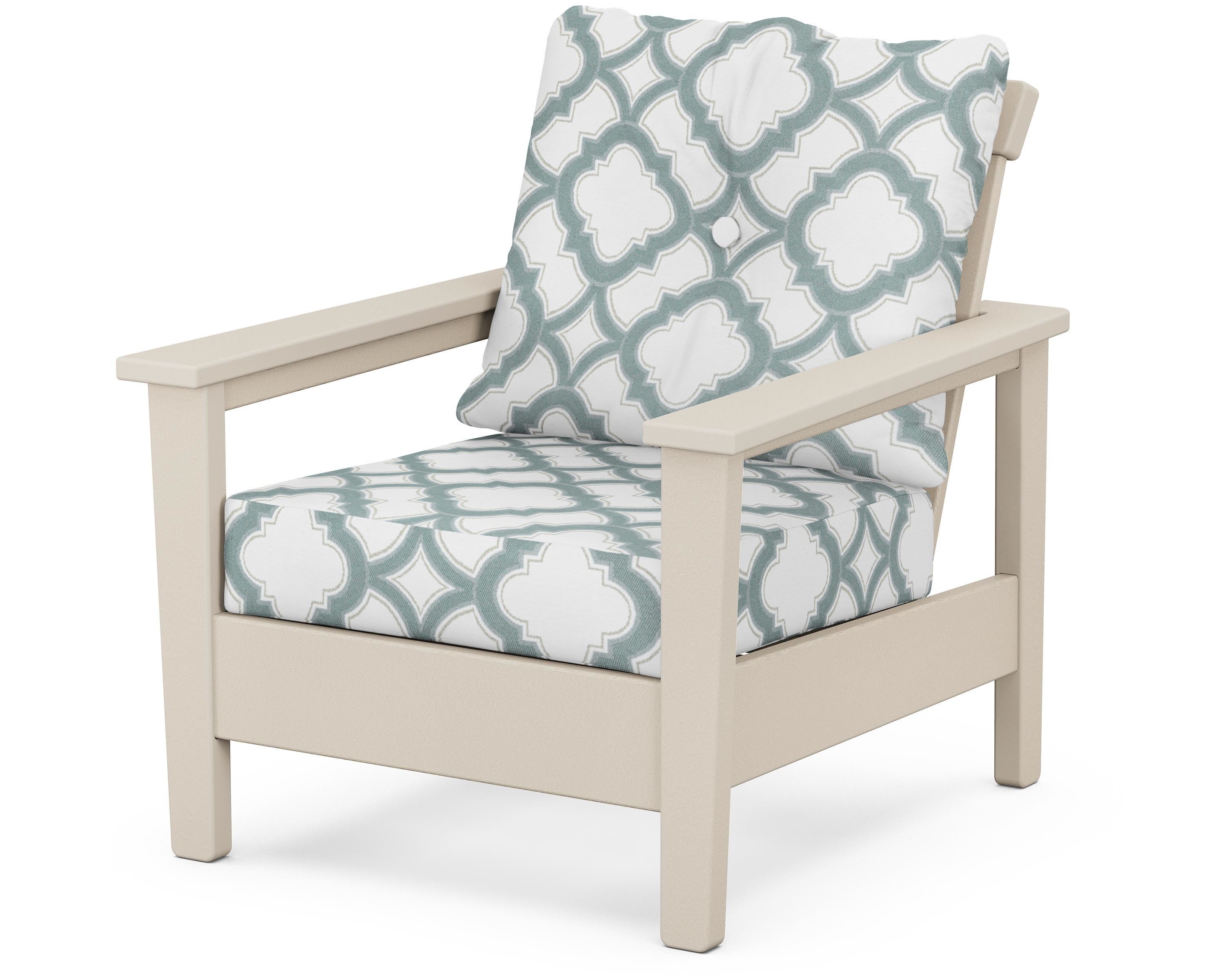 POLYWOOD® Prescott Deep Seating Chair in Sand / Trellis Glacier Spa