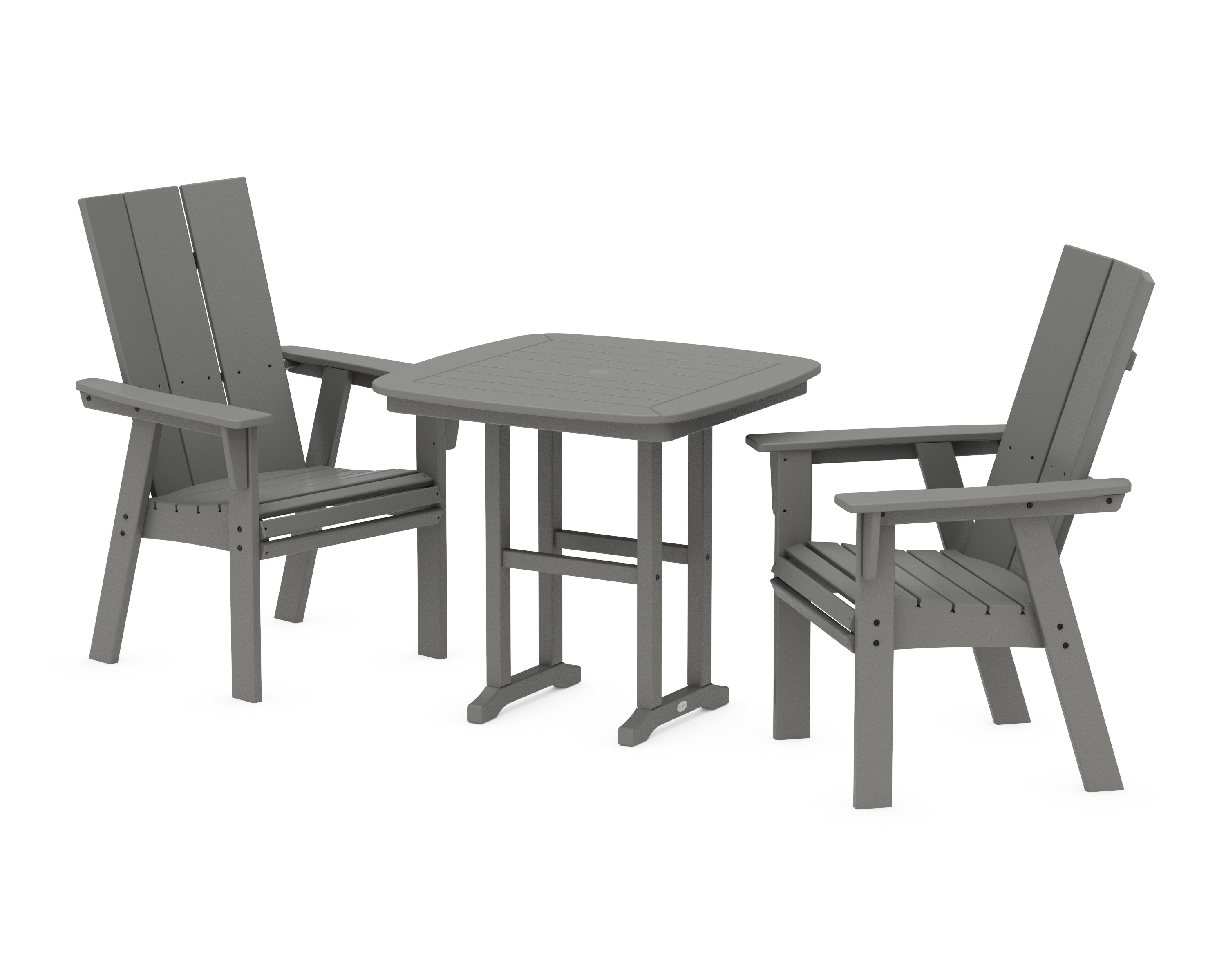 POLYWOOD® Modern Adirondack 3-Piece Dining Set in Slate Grey