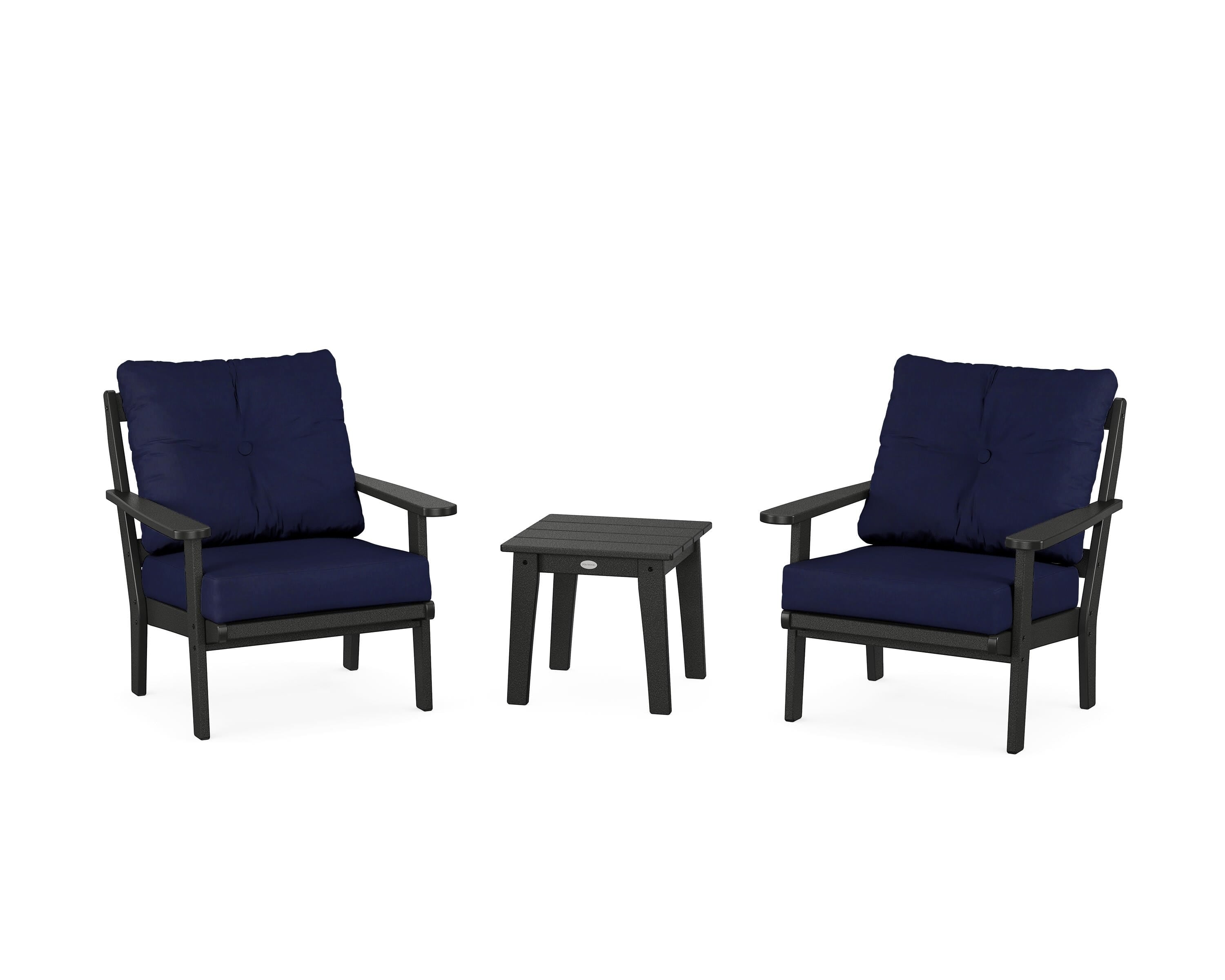 POLYWOOD® Mission 3-Piece Deep Seating Set in Black / Navy
