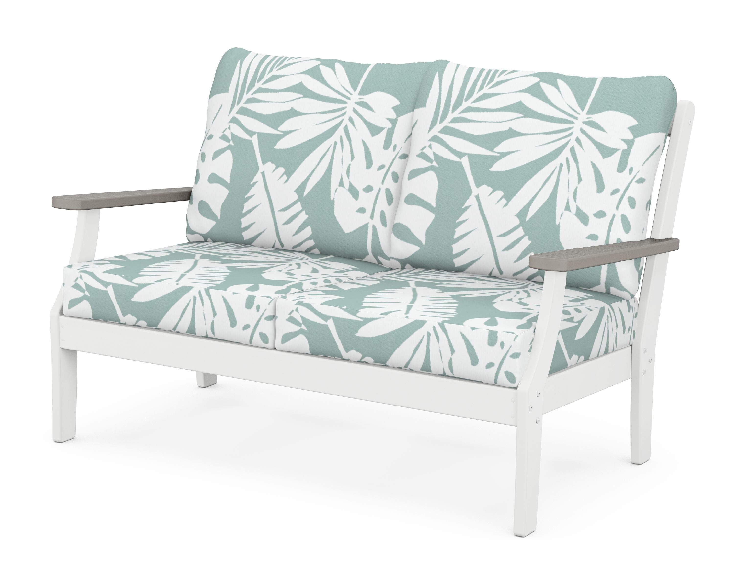 POLYWOOD® Braxton Deep Seating Loveseat in White / Driftwood / Leaf Glacier Spa