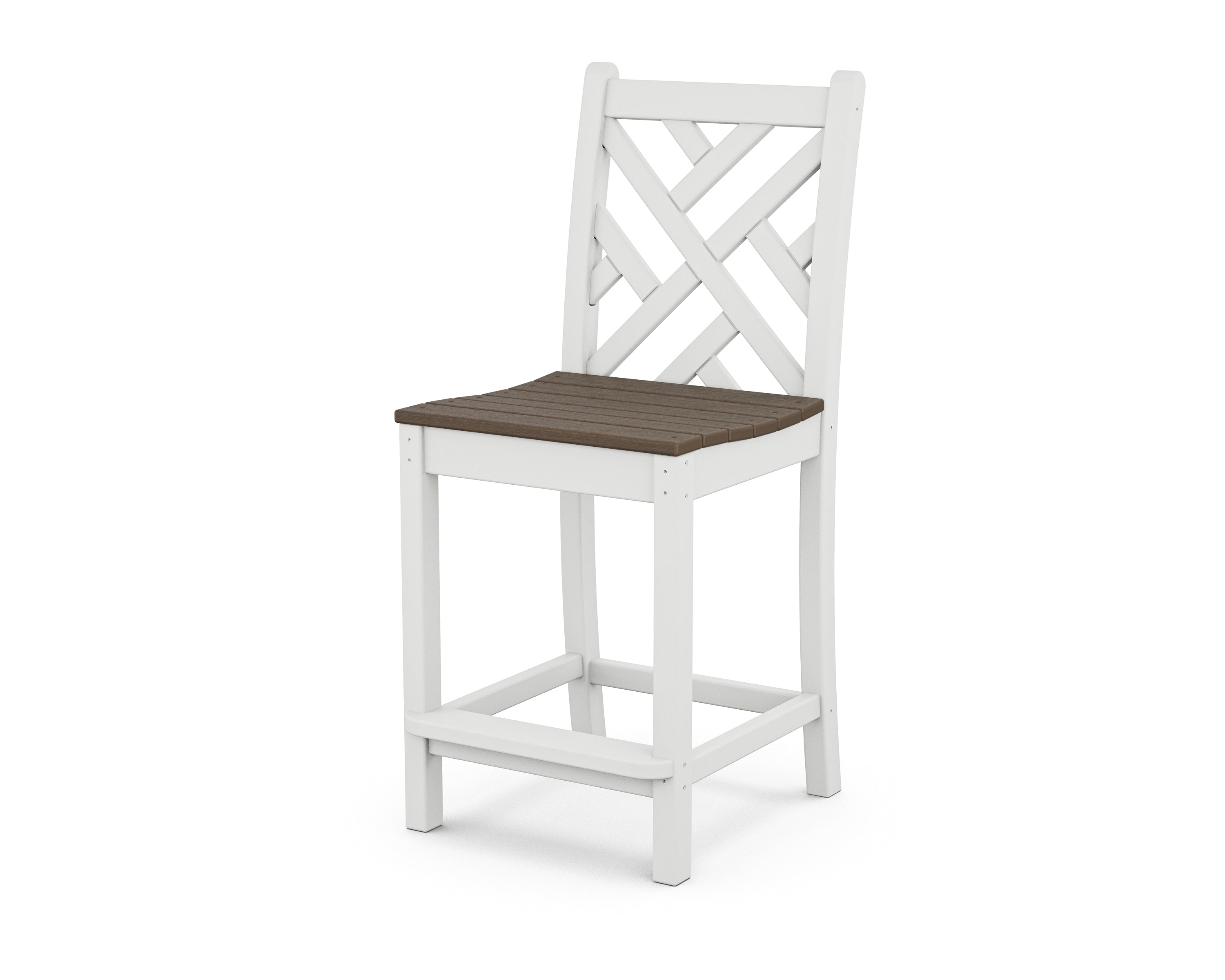 POLYWOOD® Chippendale Counter Side Chair in White / Kona