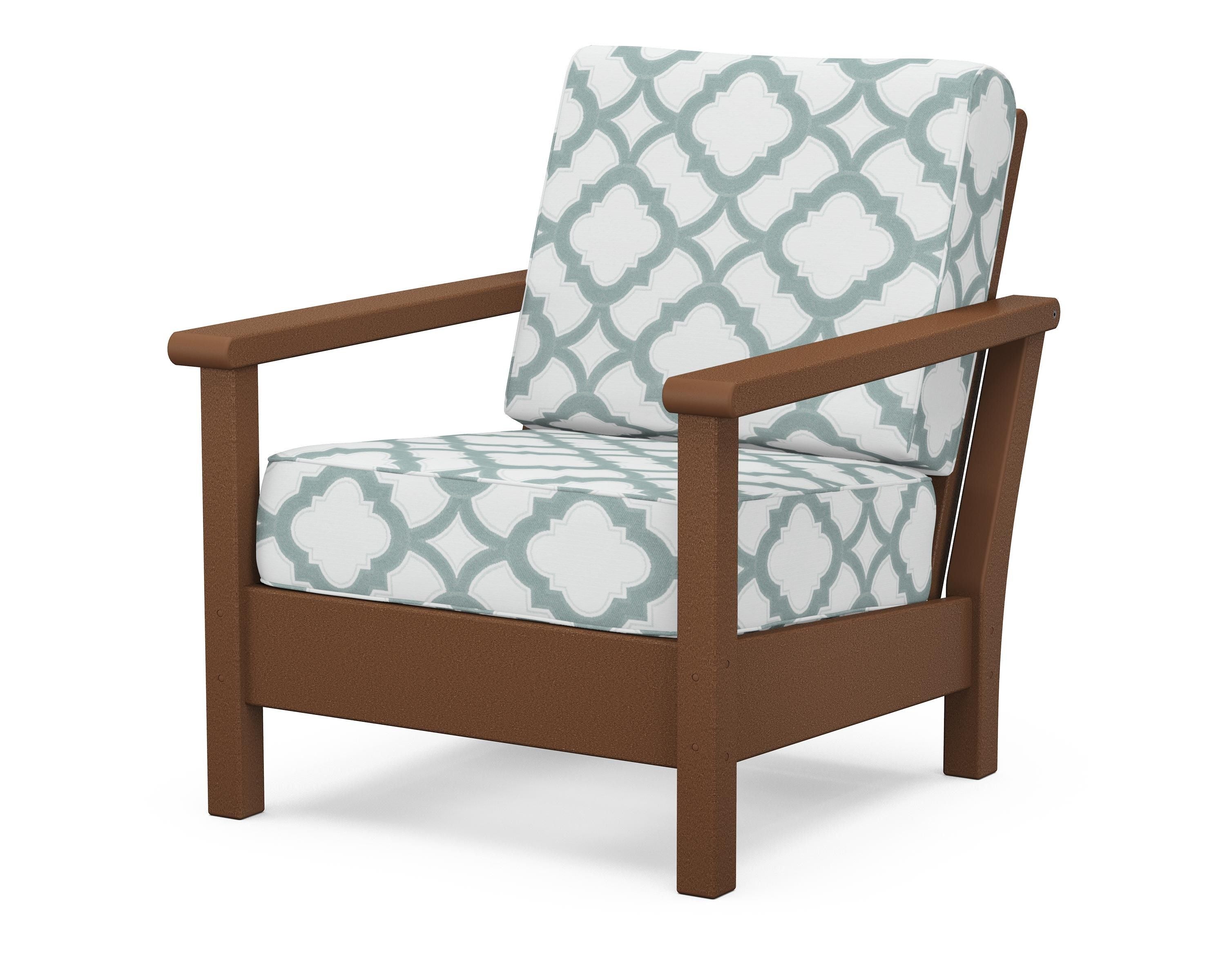 POLYWOOD® Harbour Deep Seating Chair in Teak / Trellis Glacier Spa