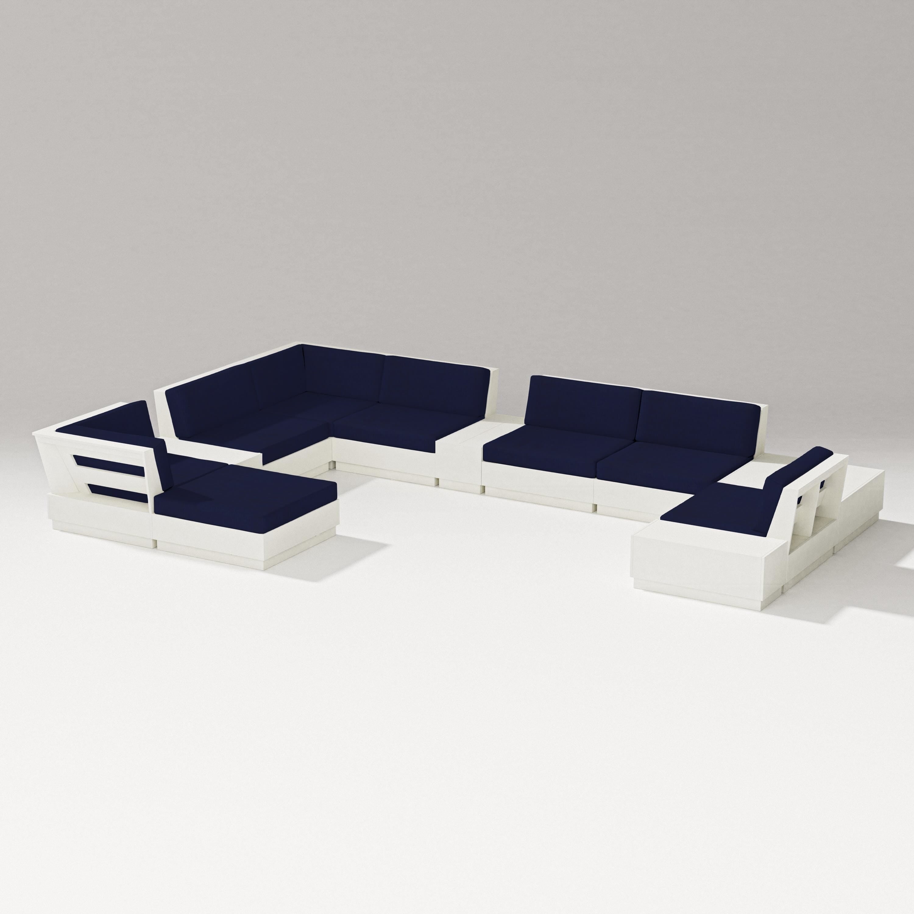 PW Designer Series Elevate 12-Piece Conversation Sectional Set in Vintage White / Navy