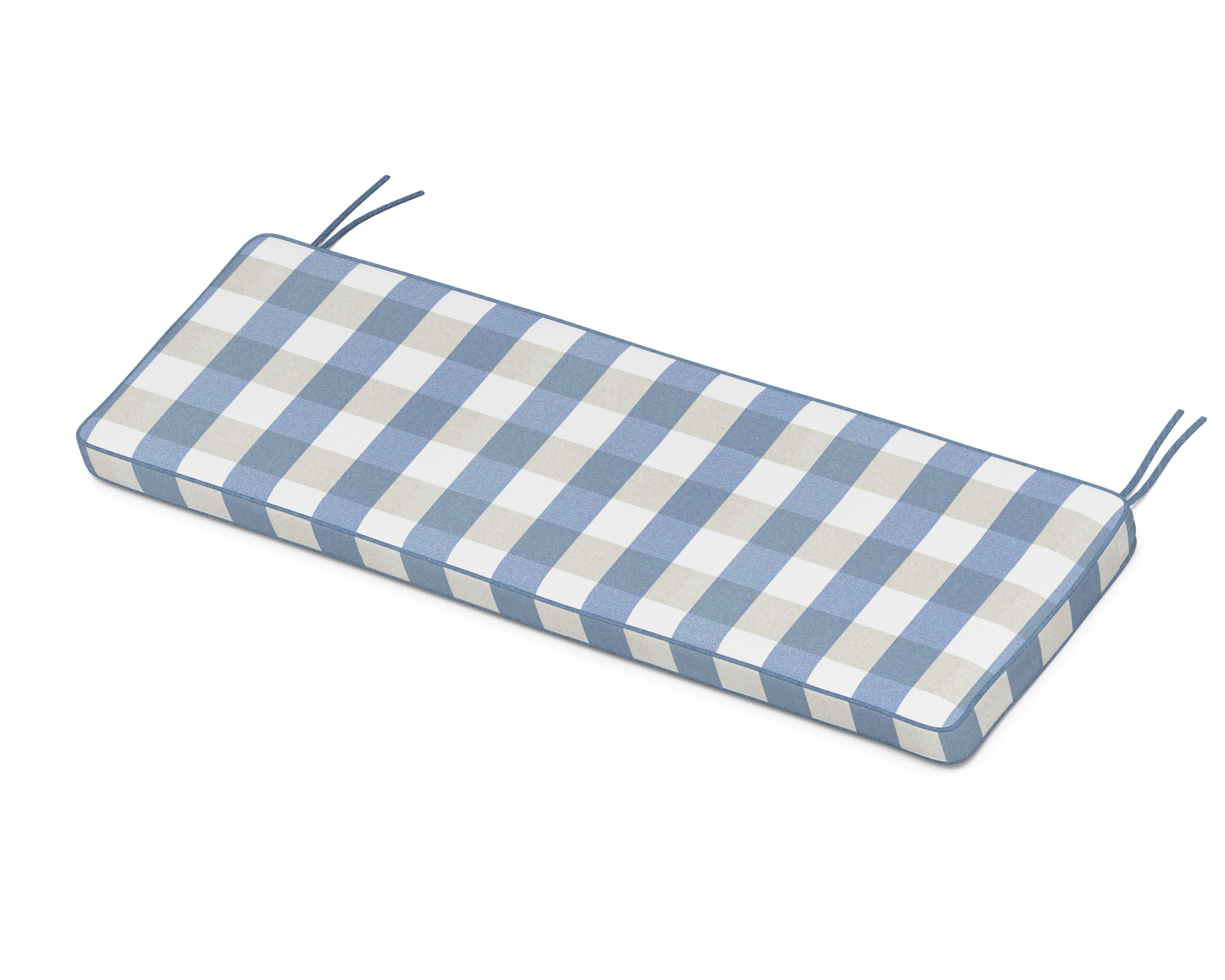 Martha Stewart by POLYWOOD® Chinoiserie Bench Seat Cushion in Buffalo Plaid Sky Blue