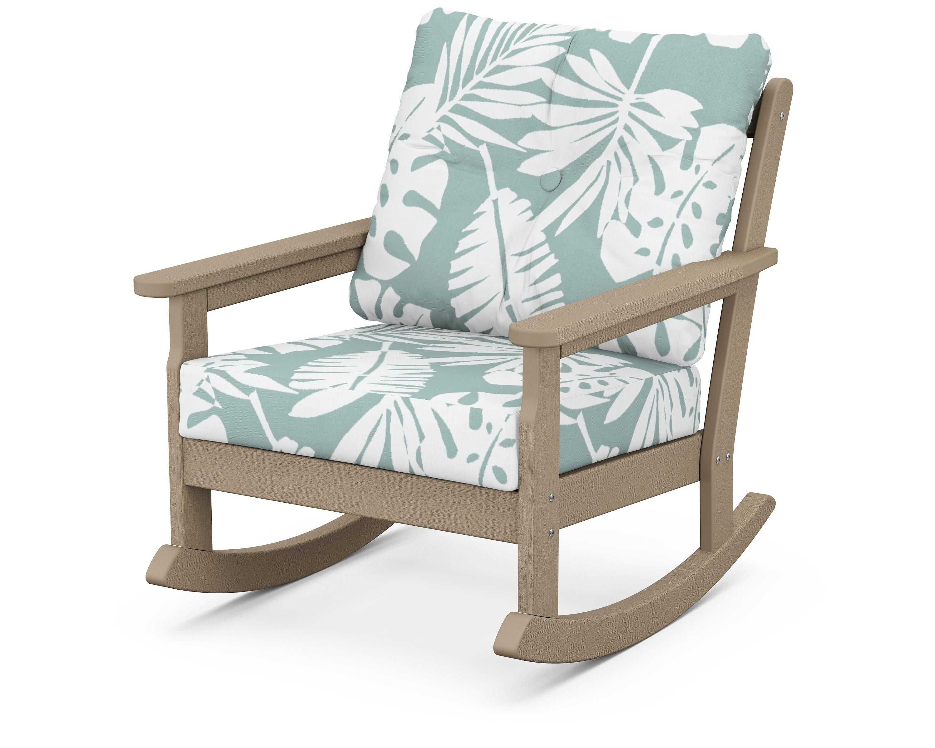 POLYWOOD® Vineyard Deep Seating Rocking Chair in Vintage Sahara / Leaf Glacier Spa