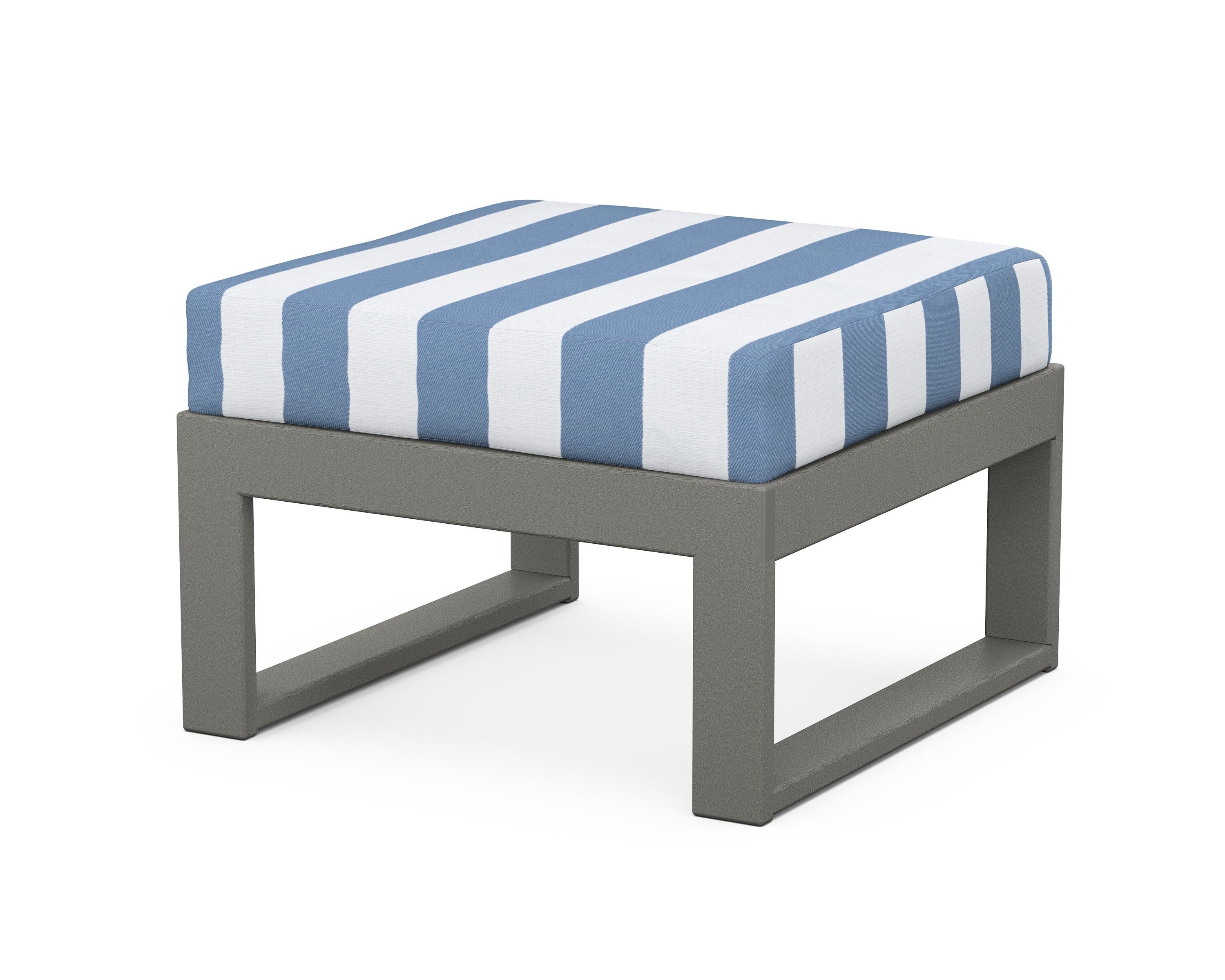 Unbranded Modular Ottoman - Modern in Slate Grey / Cabana Stripe Sky Blue