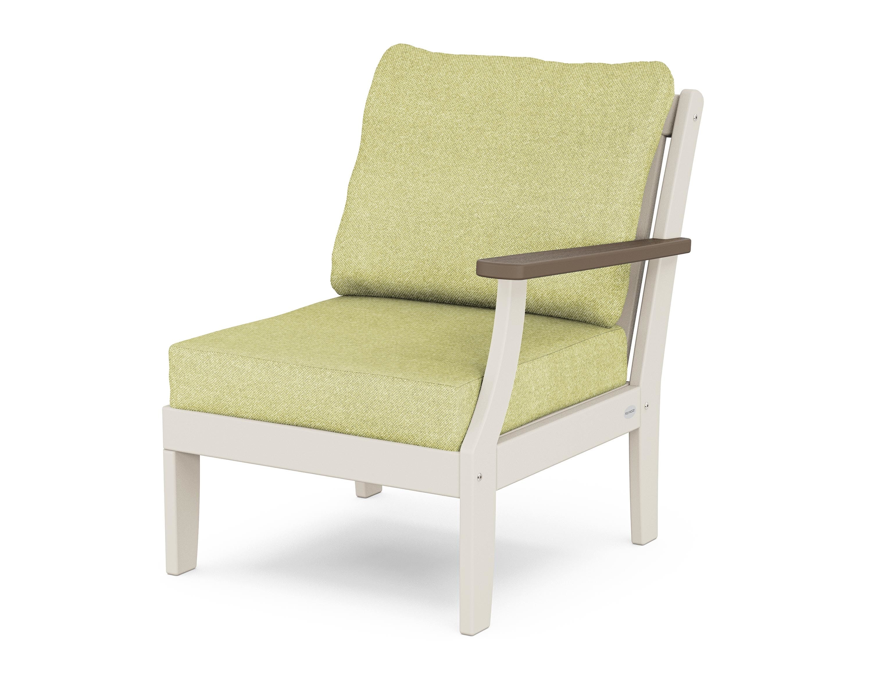 POLYWOOD® Braxton Modular Right Arm Chair in Sand / Kona / Chartreuse Boucle