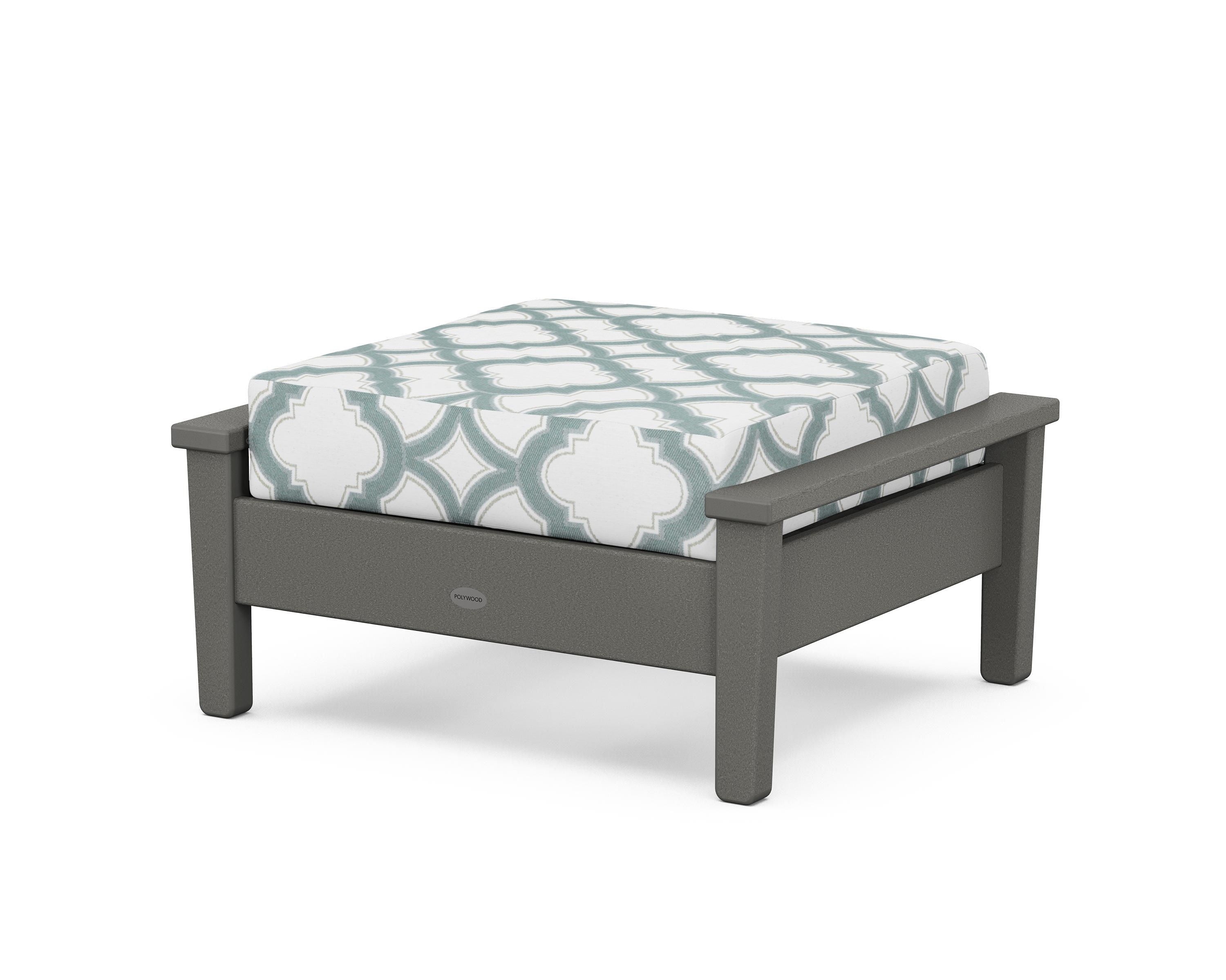 POLYWOOD® Prescott Deep Seating Ottoman in Slate Grey / Trellis Glacier Spa
