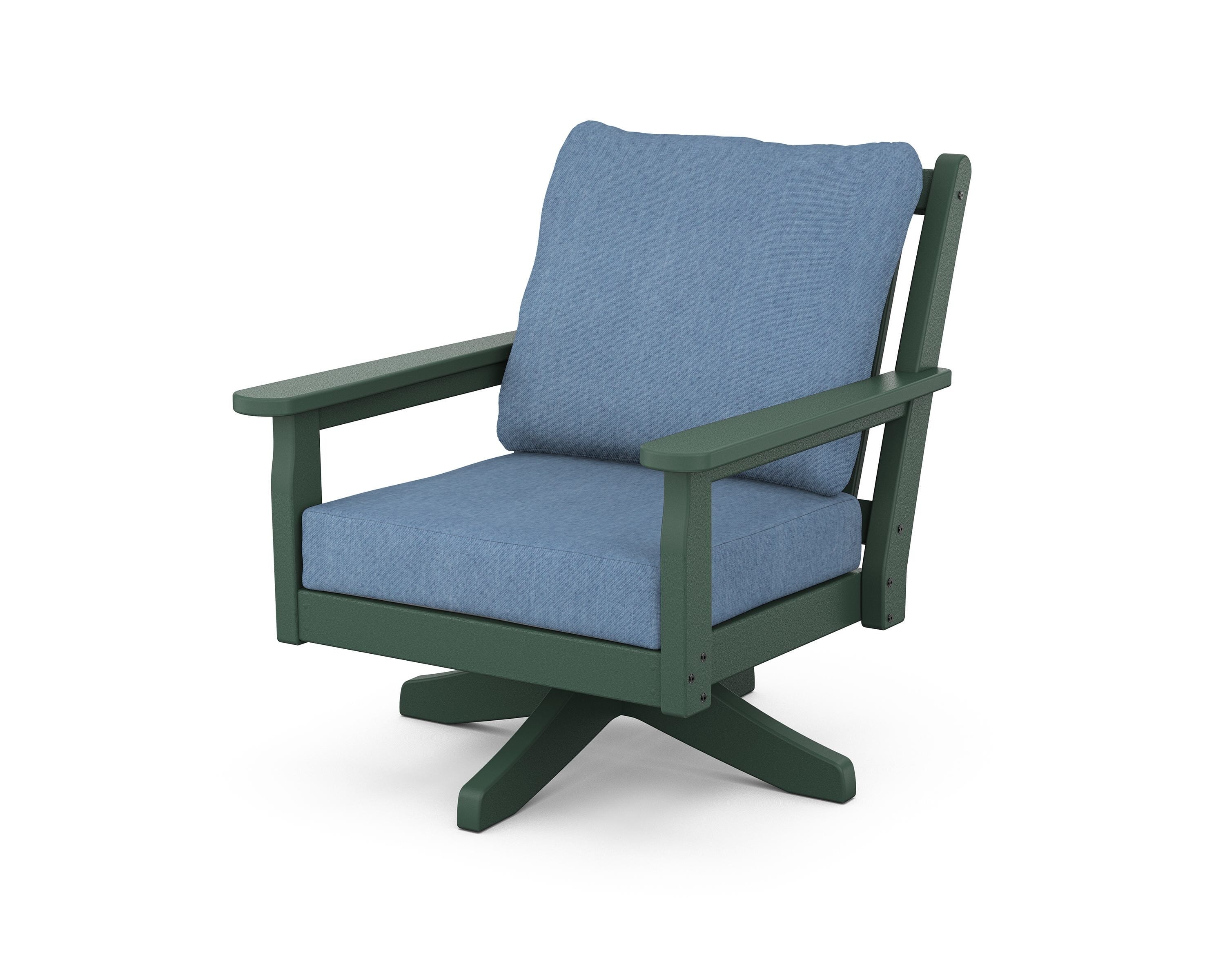 POLYWOOD® Chippendale Deep Seating Swivel Chair in Green / Sky Blue