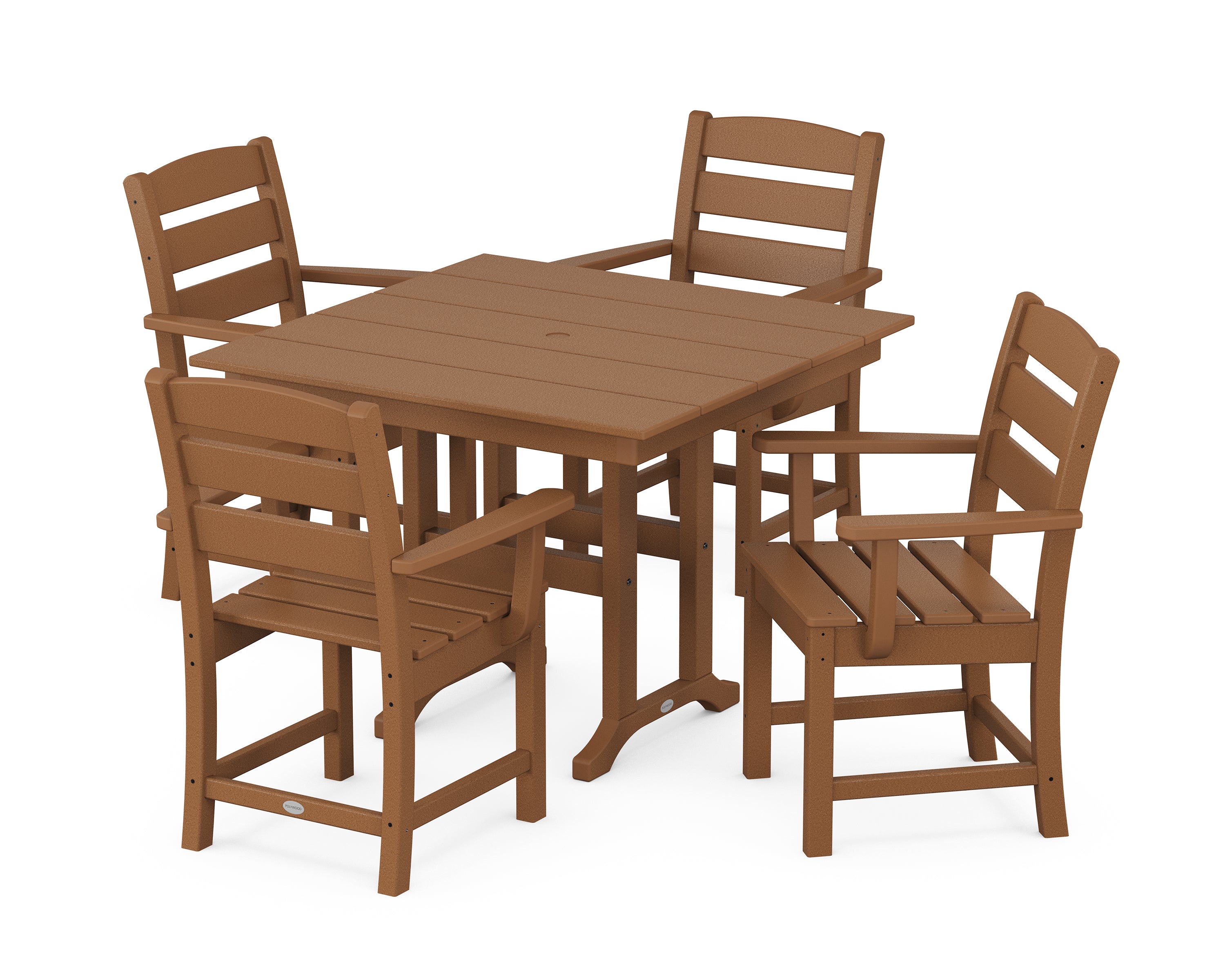 POLYWOOD® Lakeside 5-Piece Farmhouse Dining Set in Teak